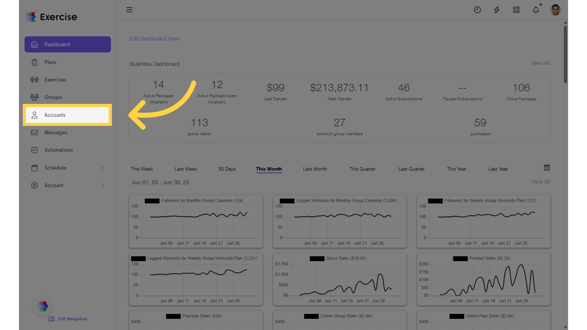 Click on the âAccountsâ tab on the left side bar.