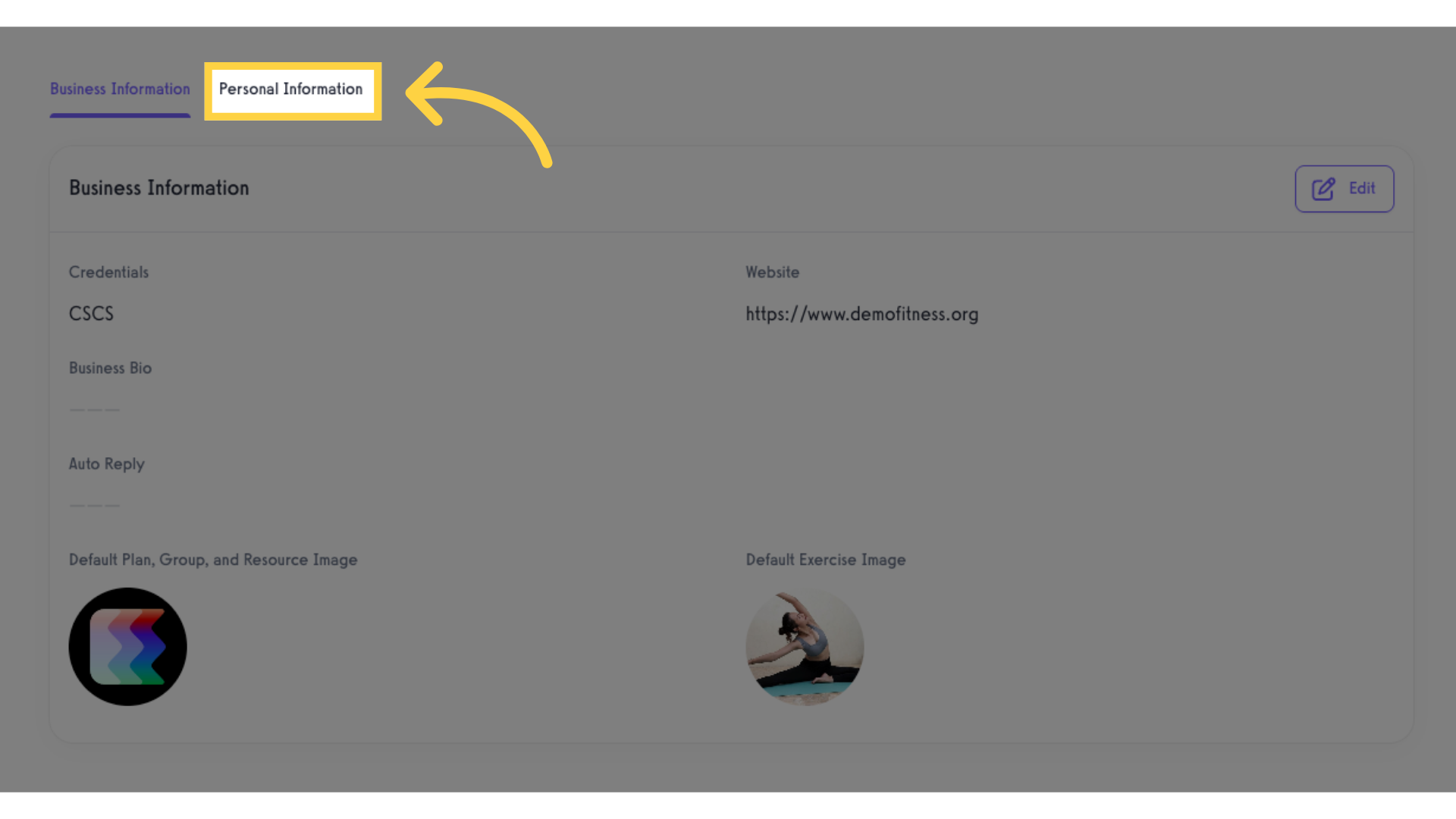 Click 'Personal Information' tab
