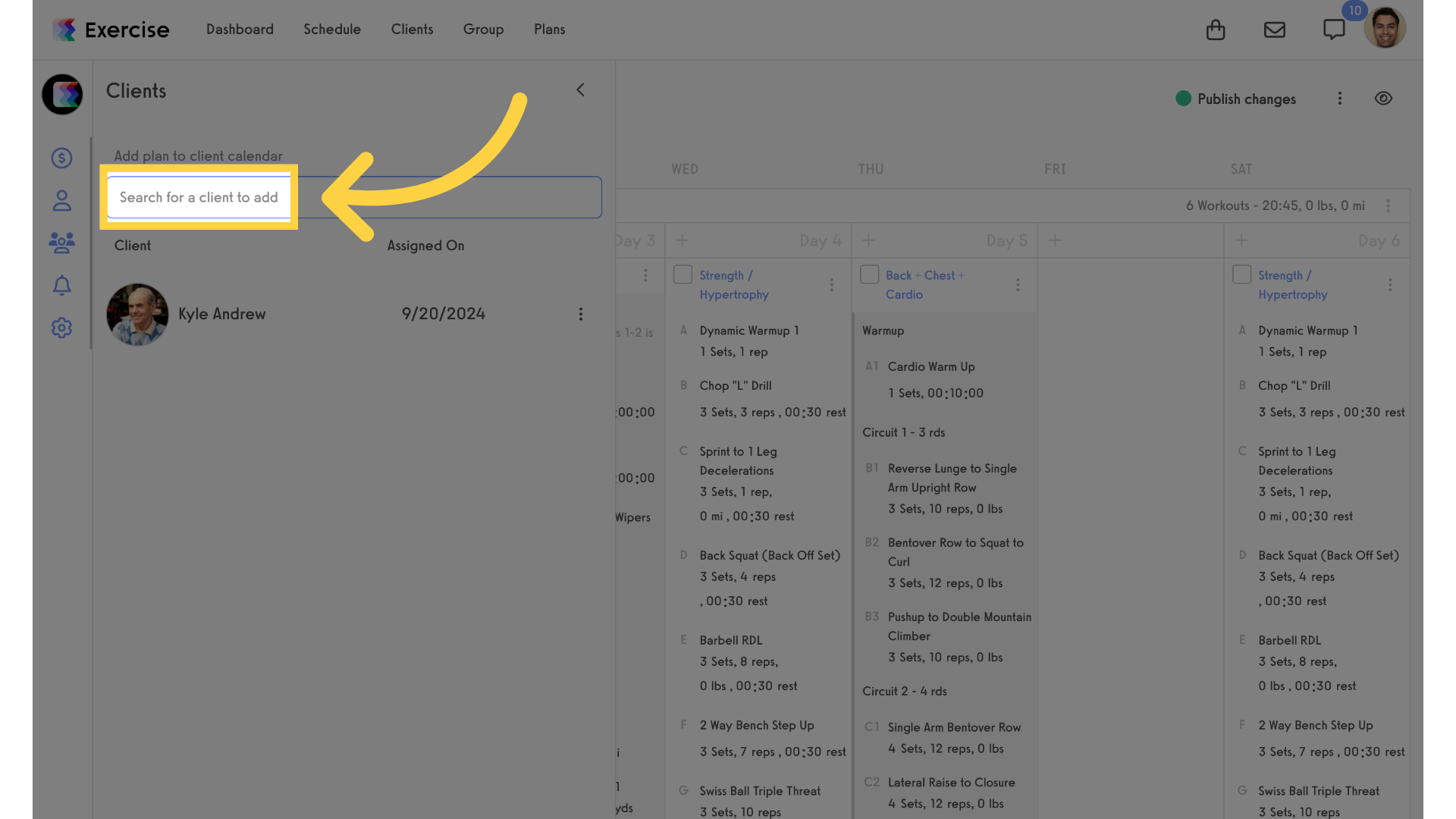 Search for Client.