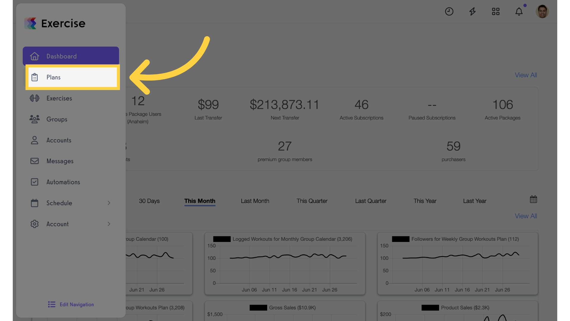 Click Plans tab.