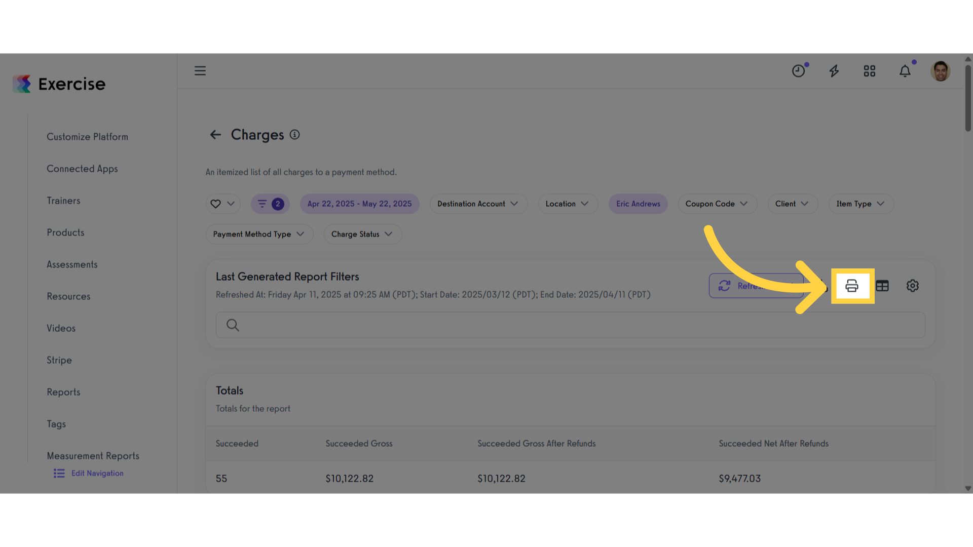 Click the 'Print' Icon