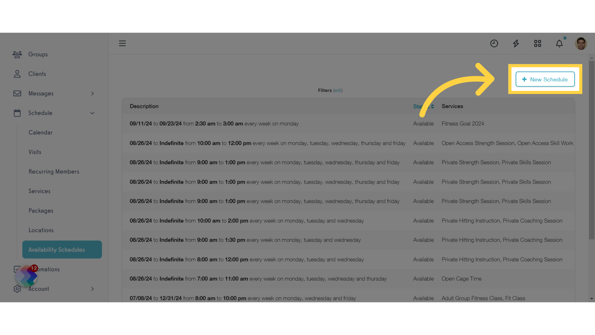 Create New Schedule