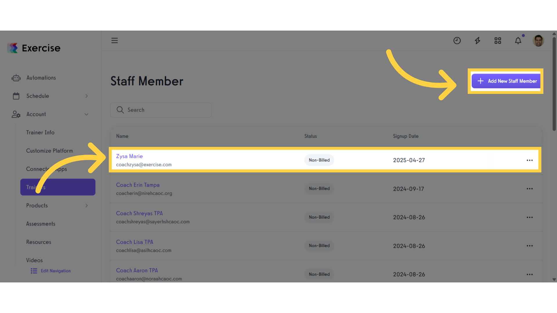 Add New Staff Member or Manage Staff Member