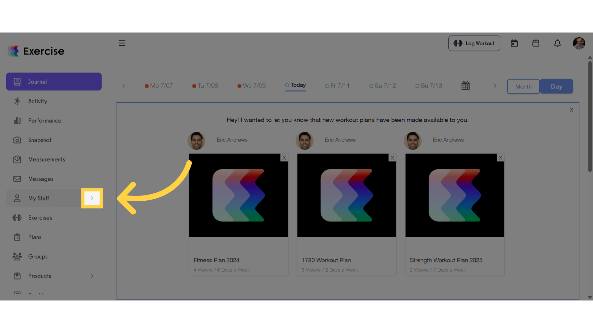 Click the arrow menu