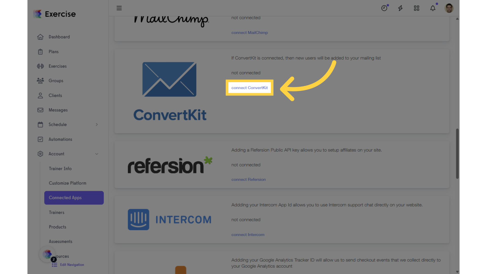 Scroll down to ConvertKit and click āconnect ConvertKit.ā