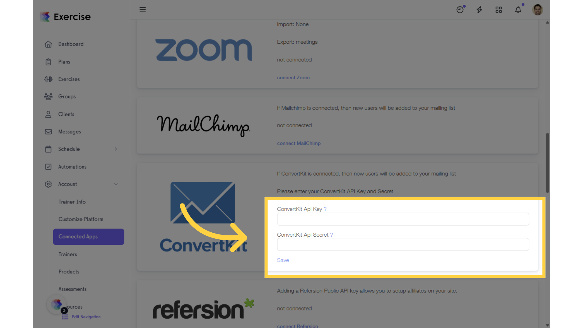 Enter your API token from ConvertKit and click āSave.ā