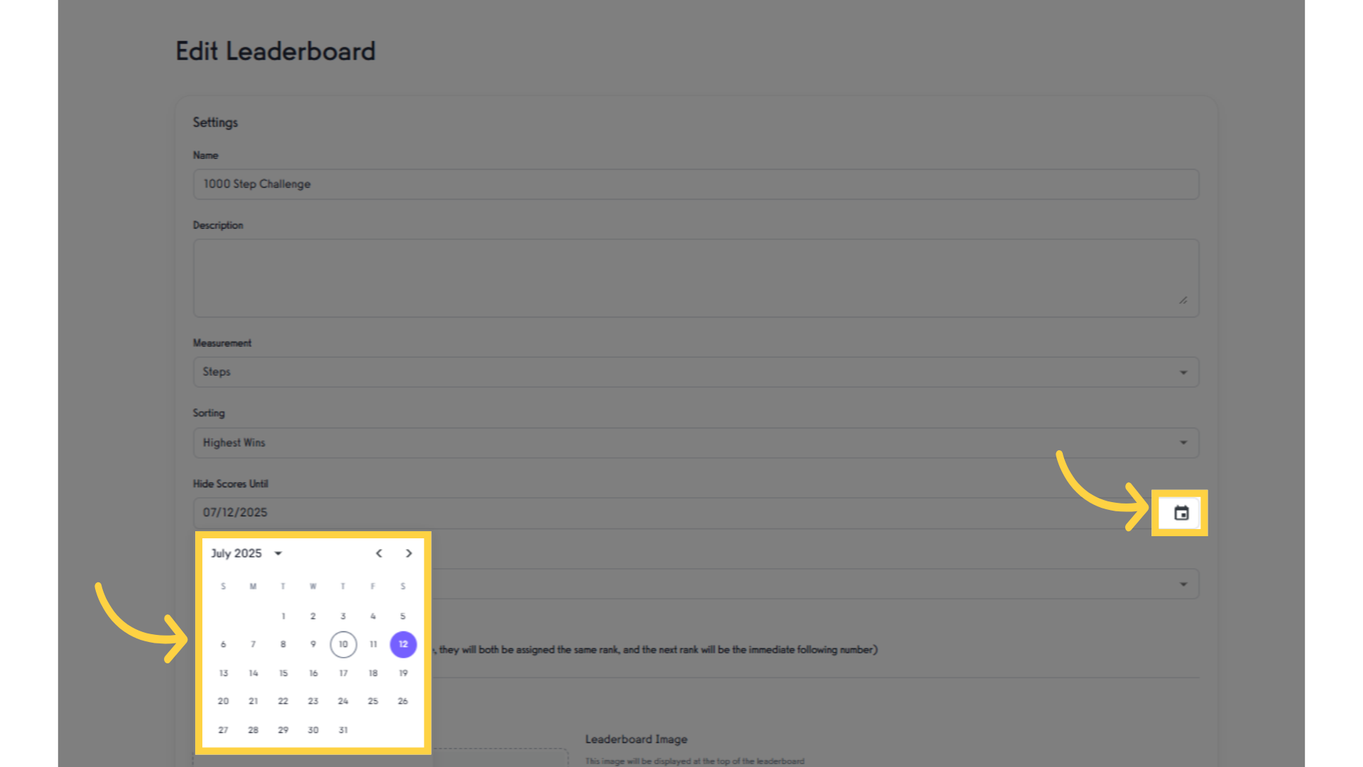 Click the calendar icon then choose a date.