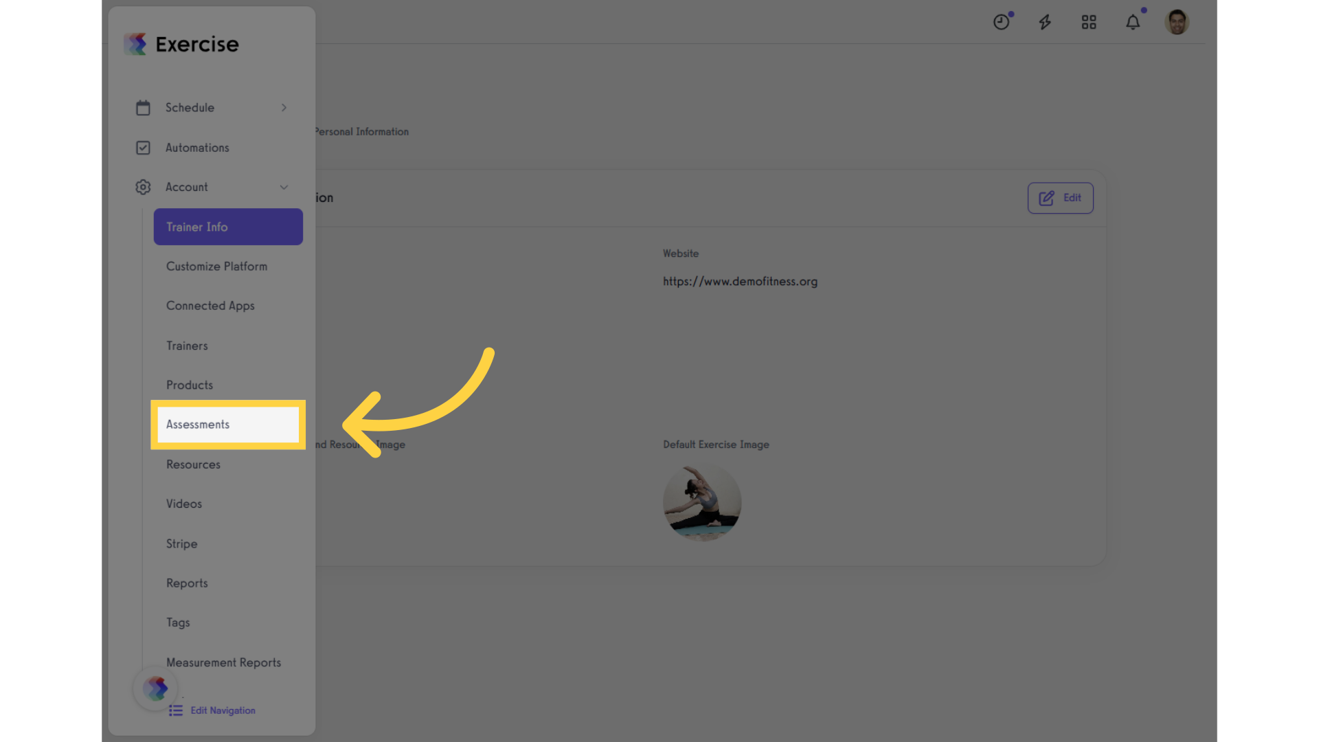 Click on the “Assessments” tab on the left sidebar.