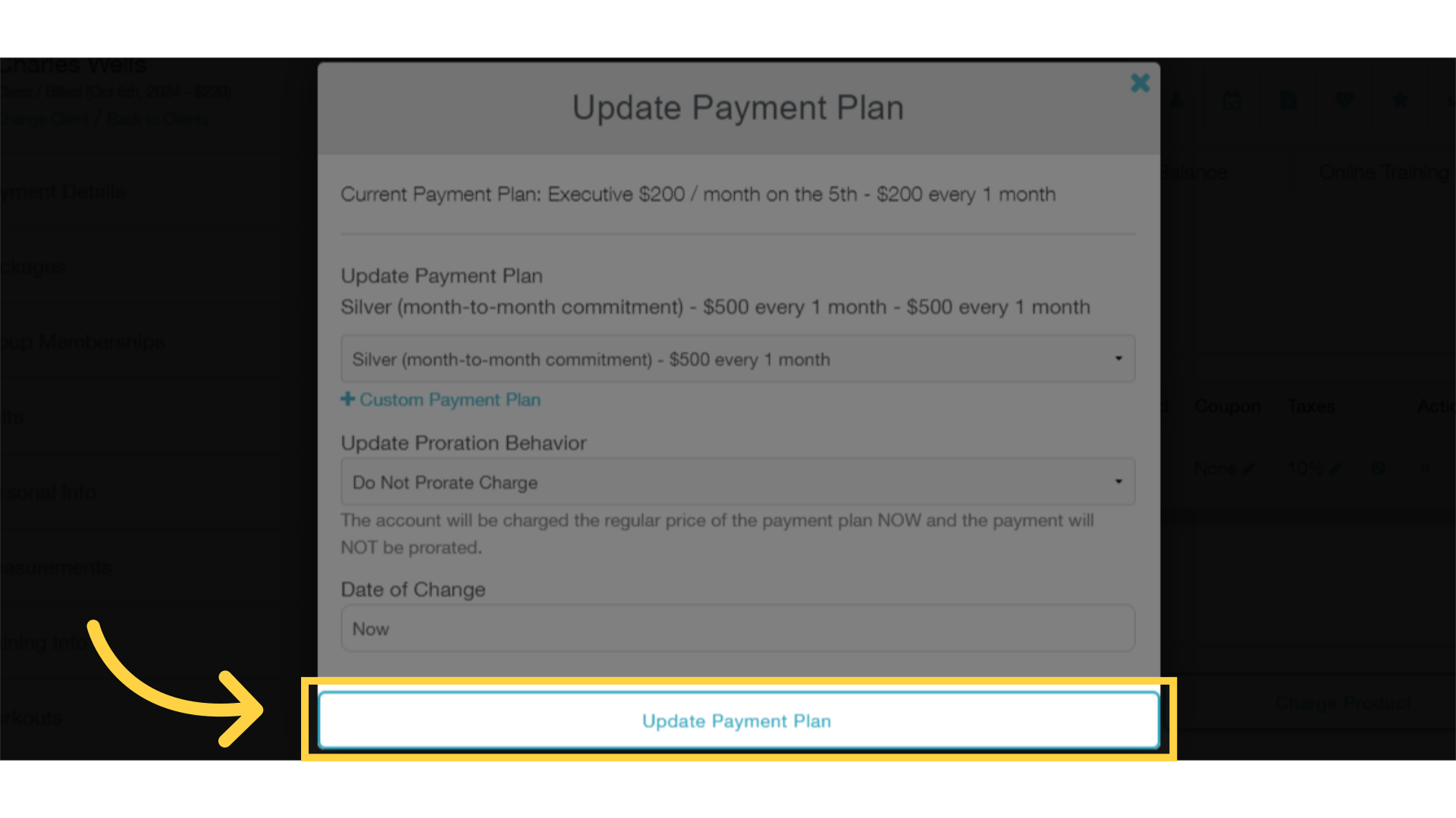 Click 'Update Payment Plan' to finalize your changes.