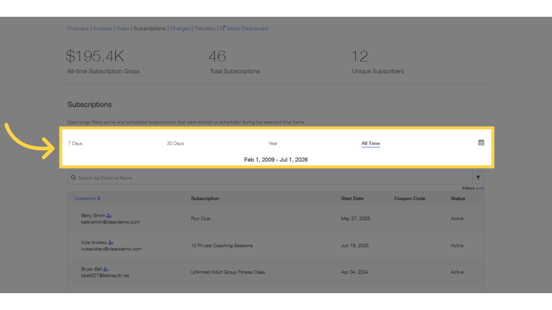 Able to use different date filters.