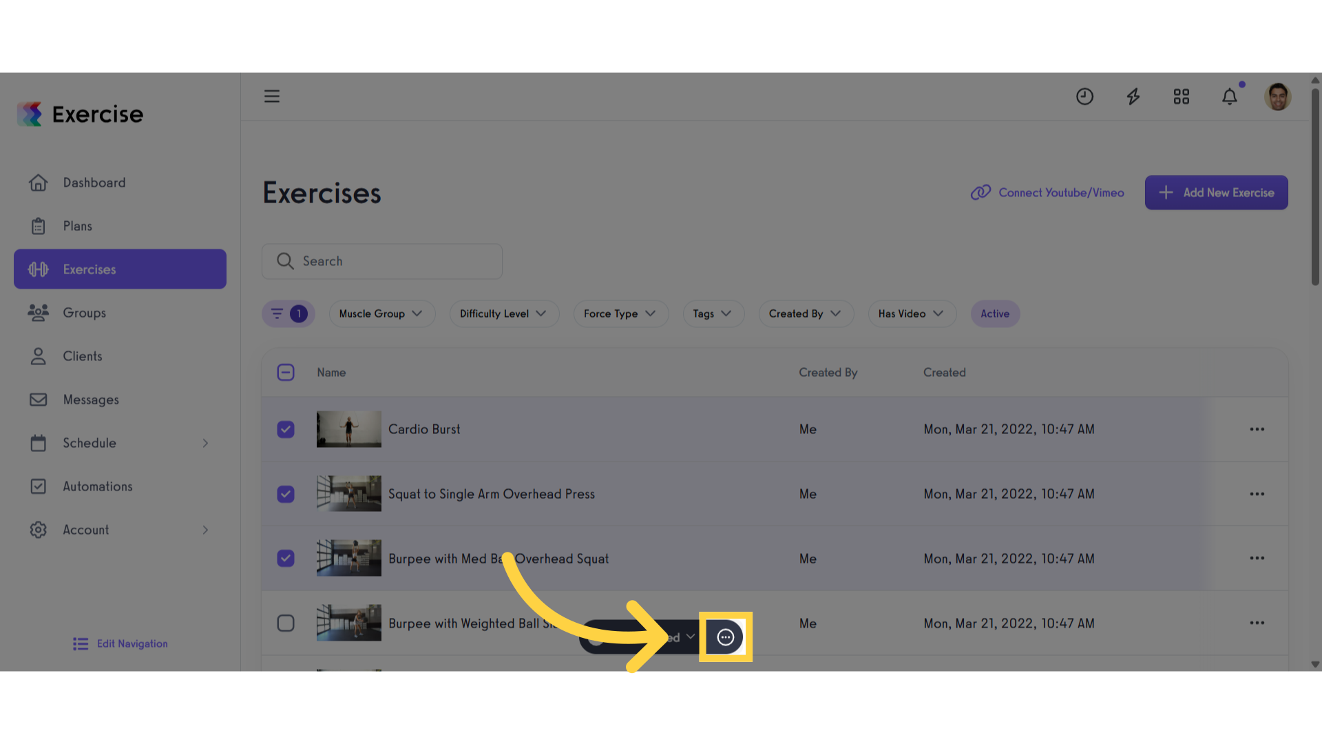 Click the three-dot menu