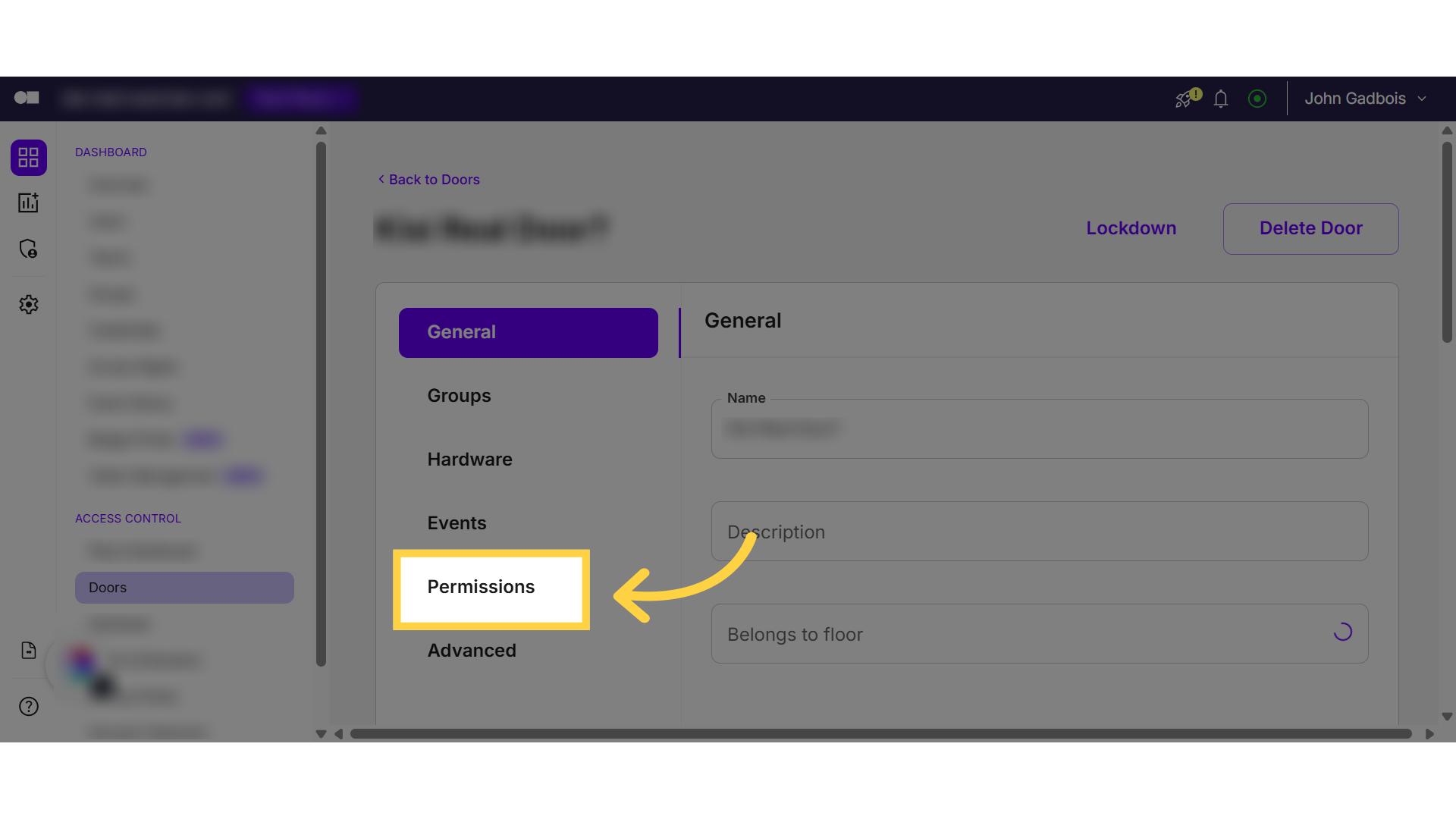 Click 'Permissions' tab.