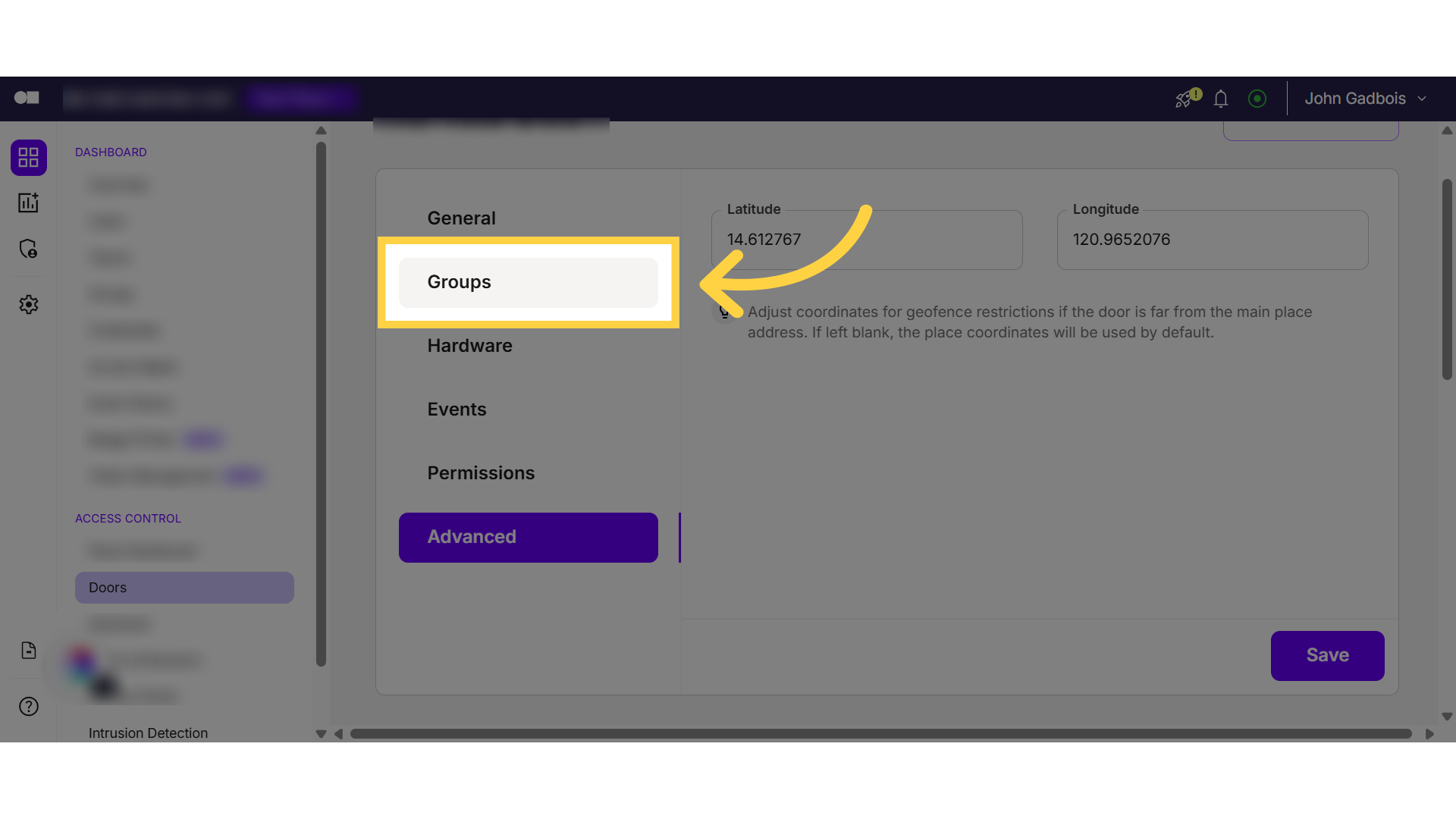 Click 'Groups' tab.