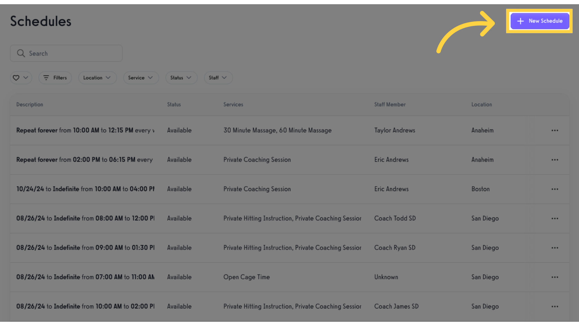 Click 'New Schedule'.