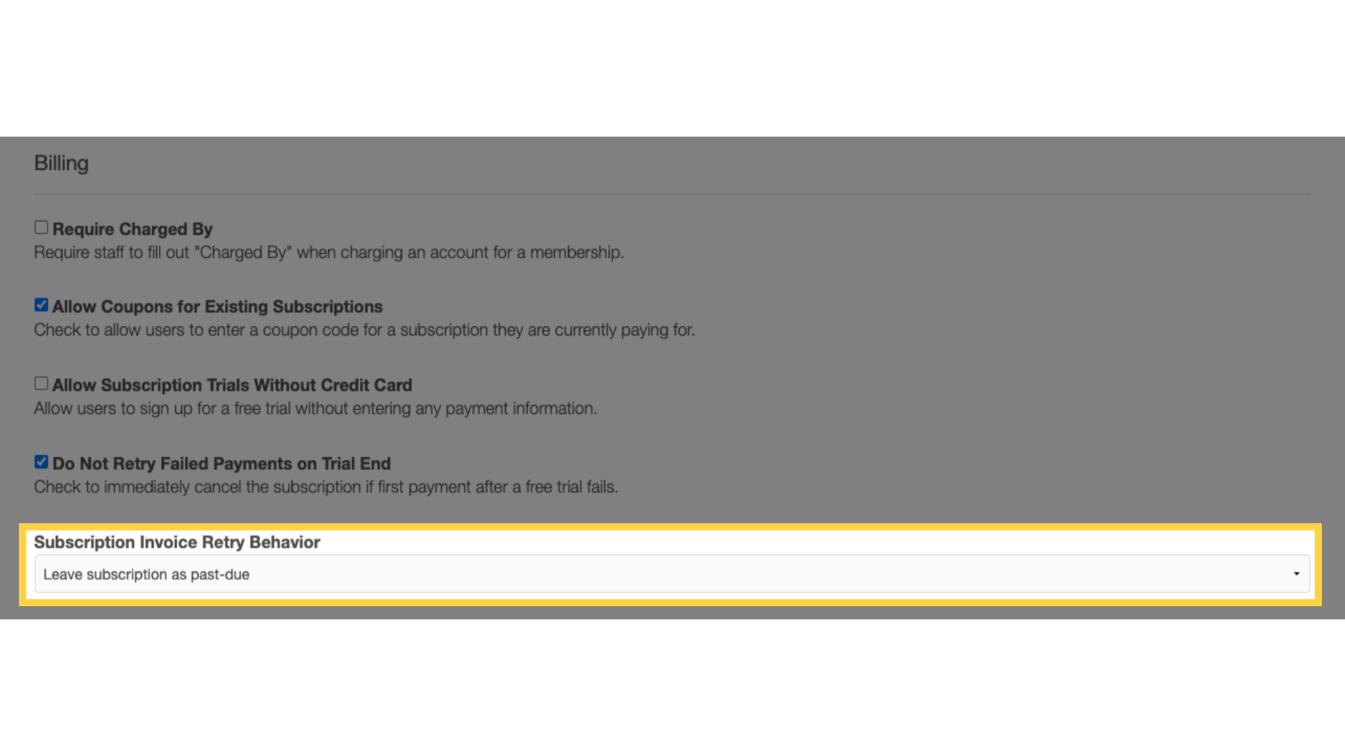 Subscription Invoice Retry Behavior.