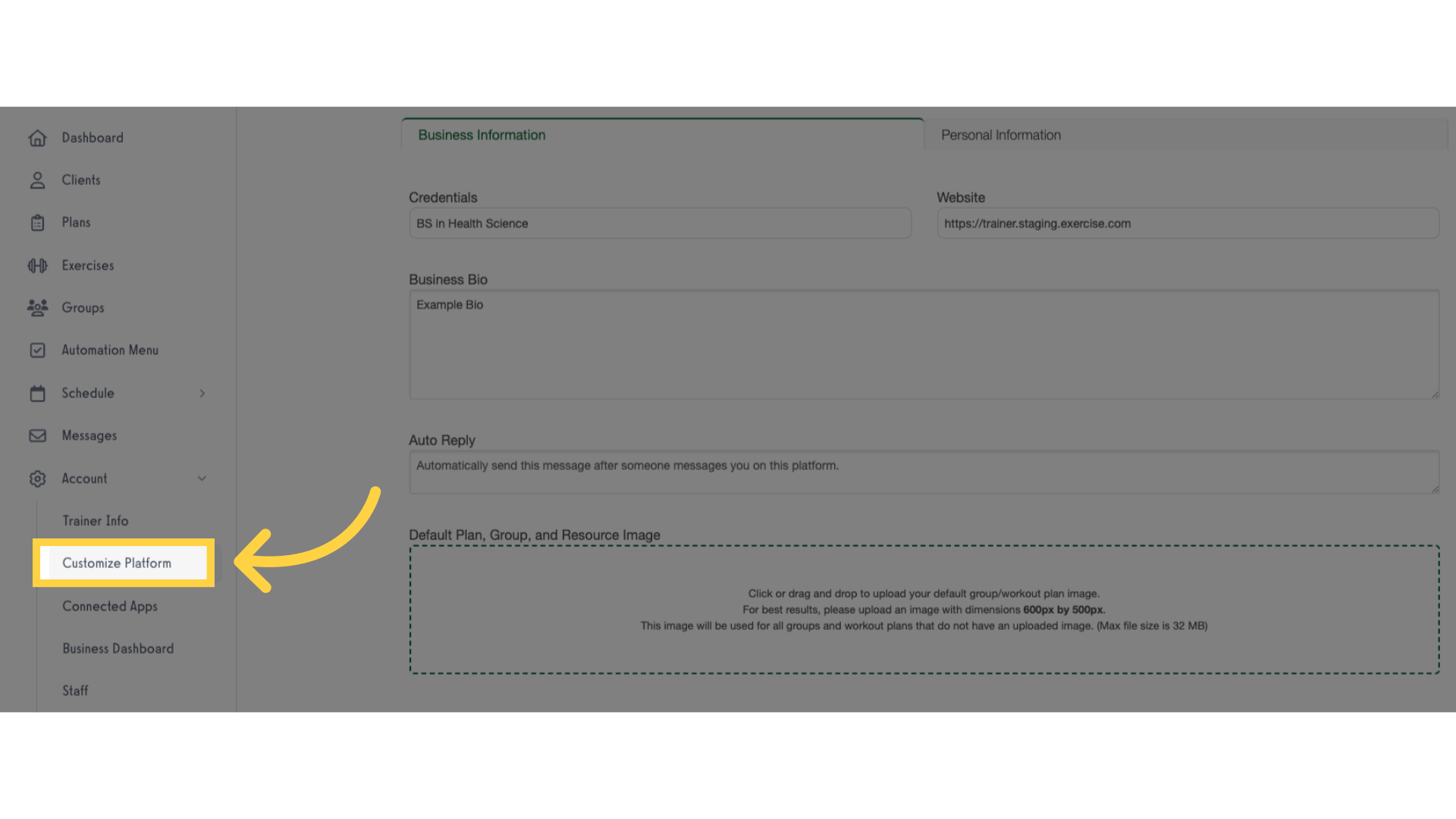 Click 'Customize Platform'.
