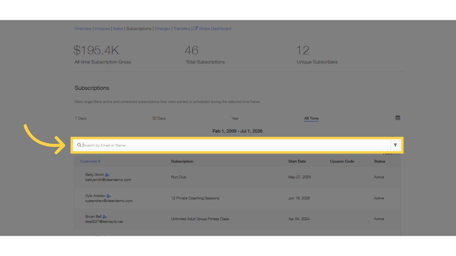 Enter the purchaser's email then search.