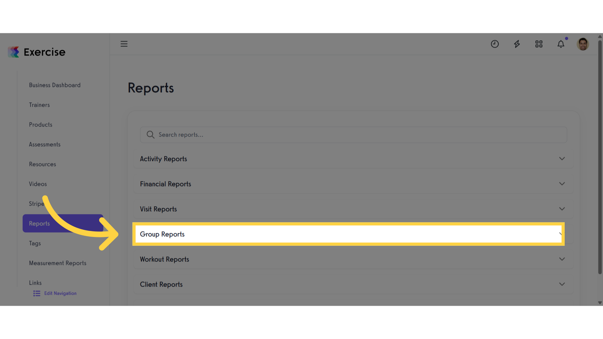 Click 'Group Reports'