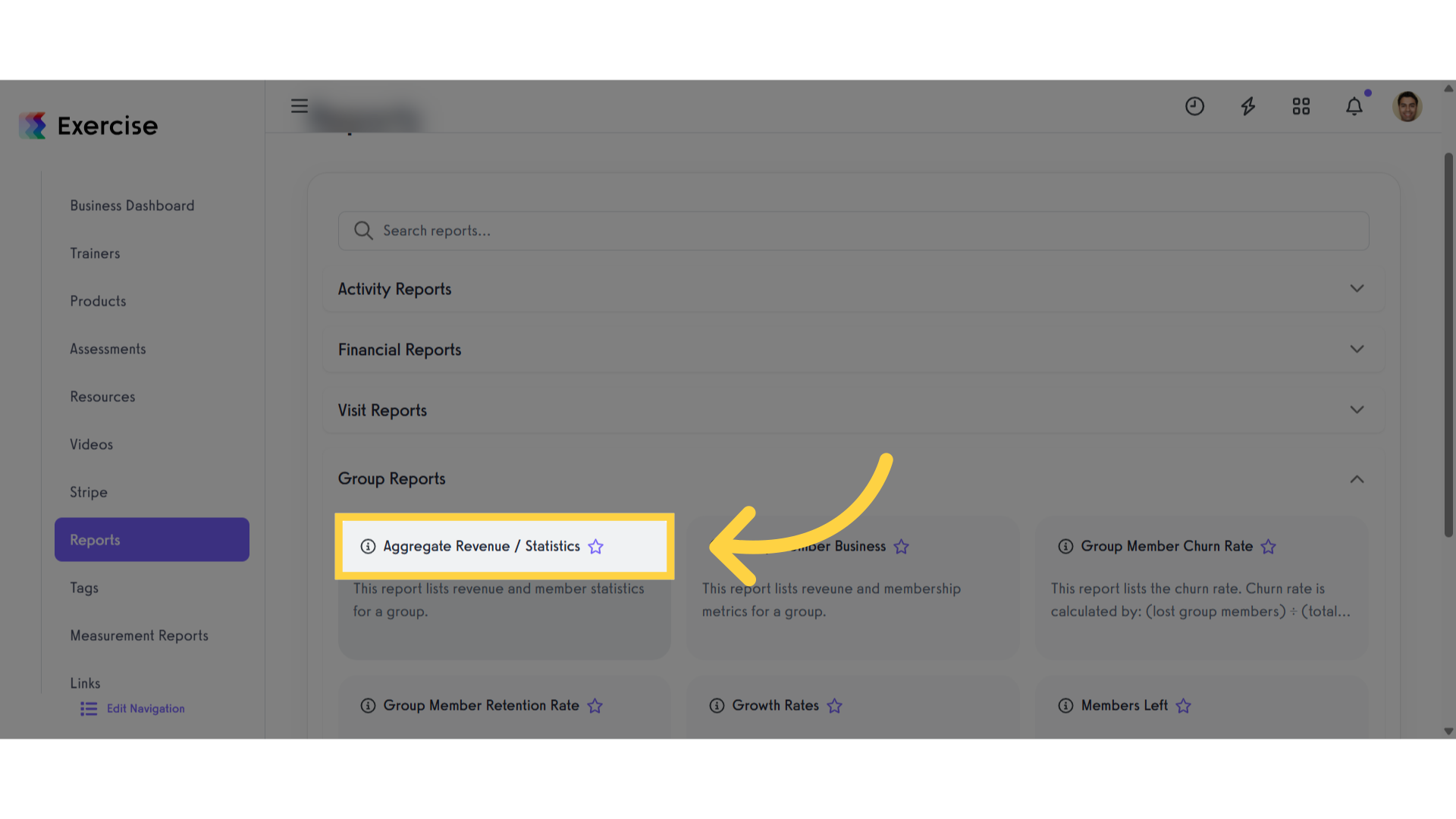 Click 'Aggregate Revenue / Statistics'