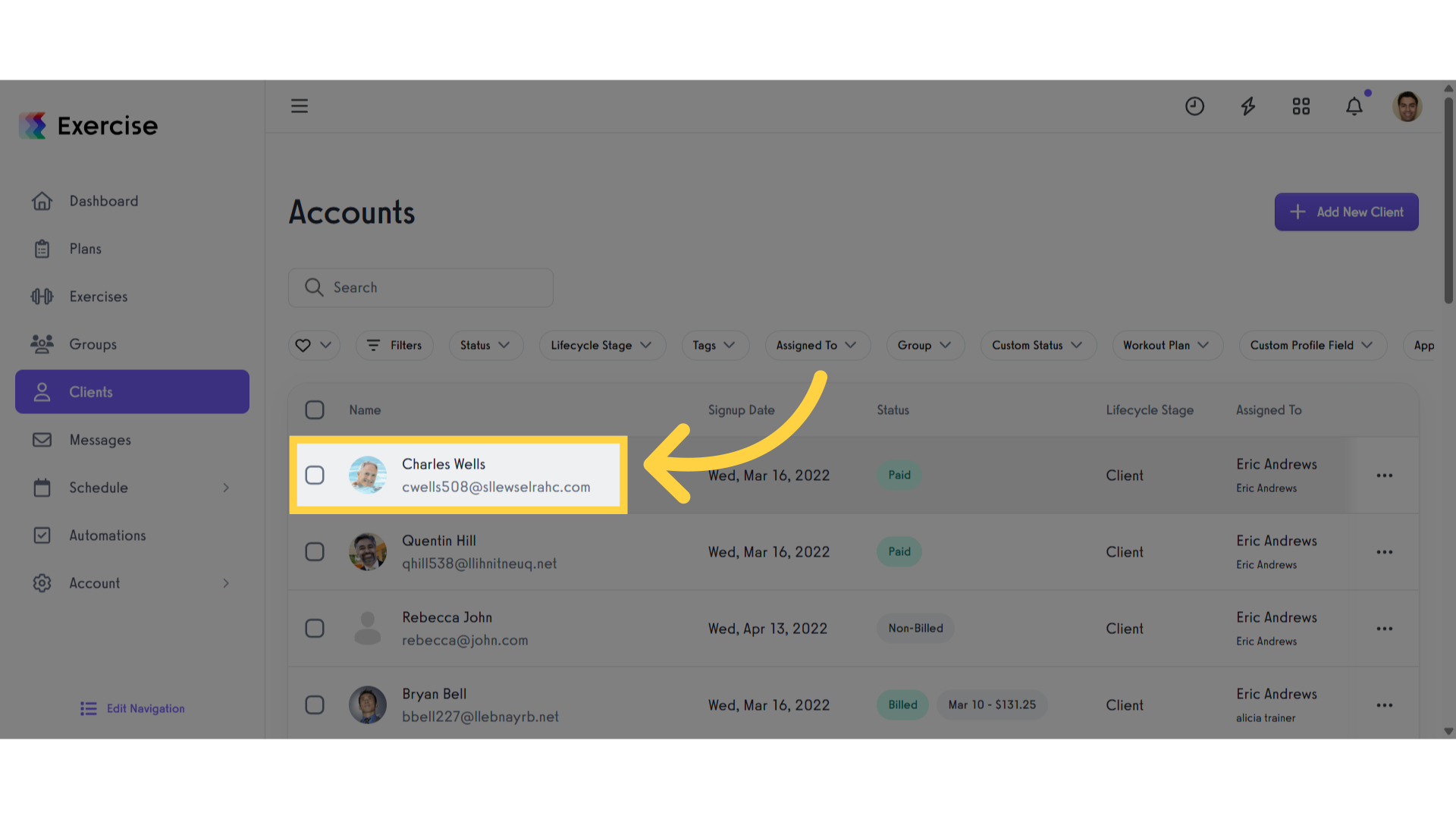 Select a Client