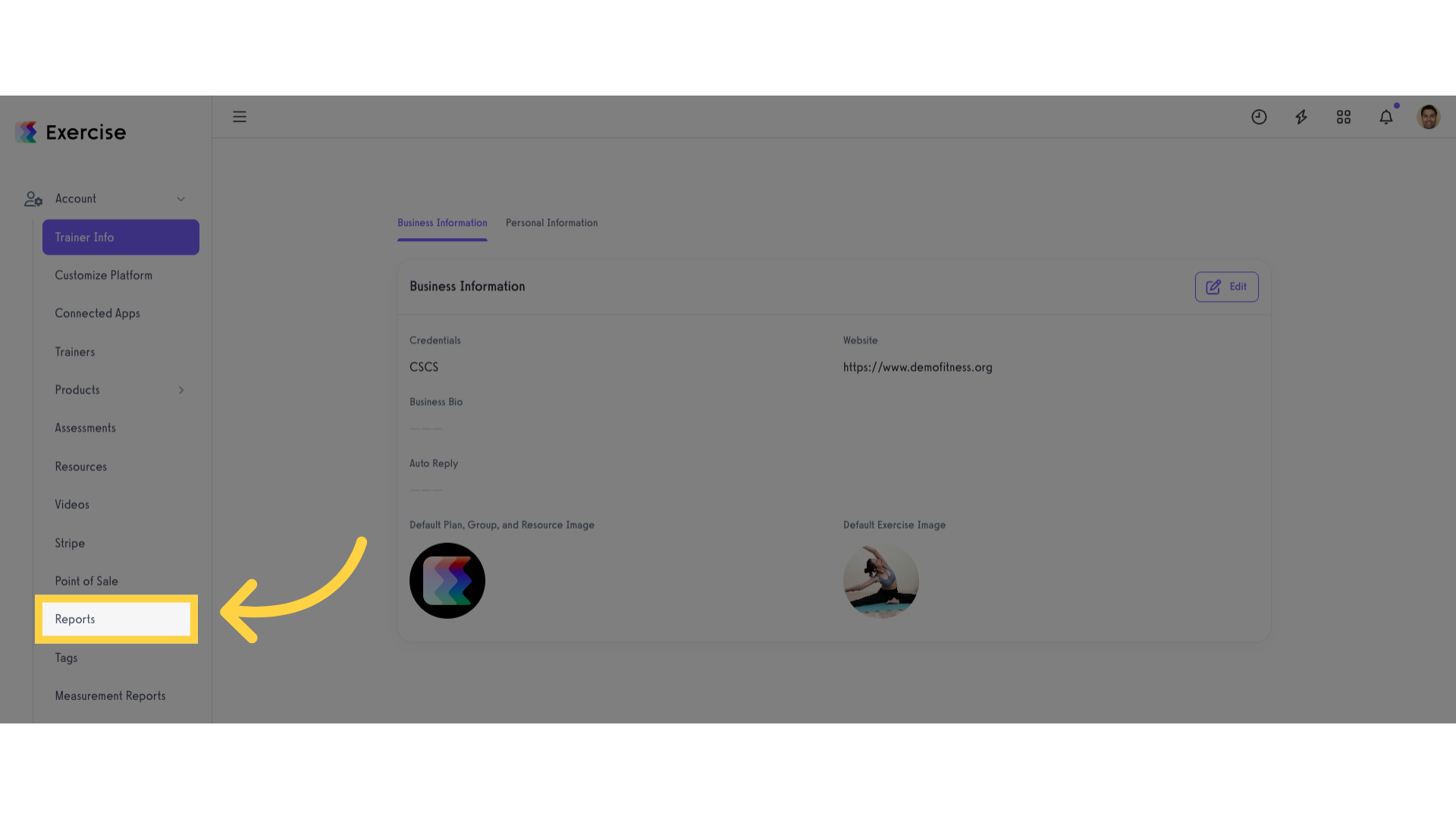 Click 'Reports'