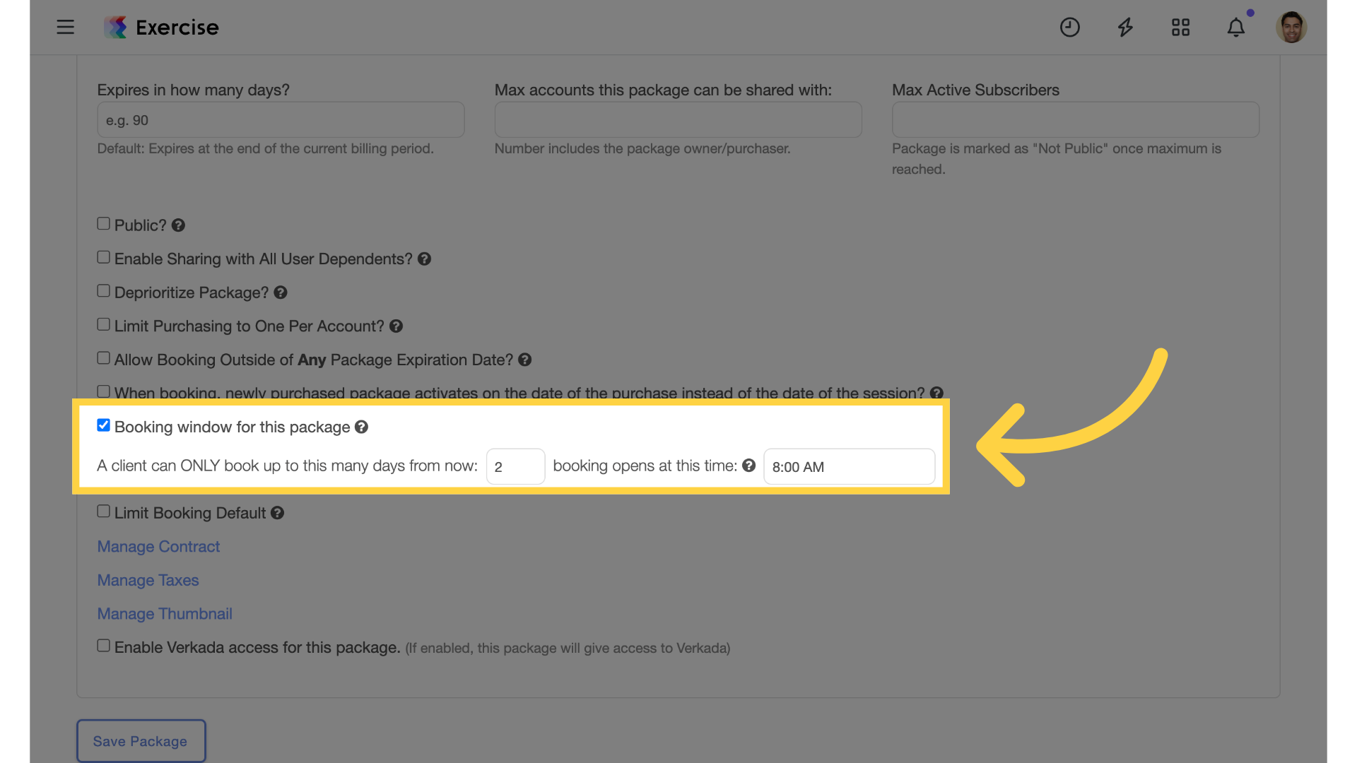 Set Booking Window