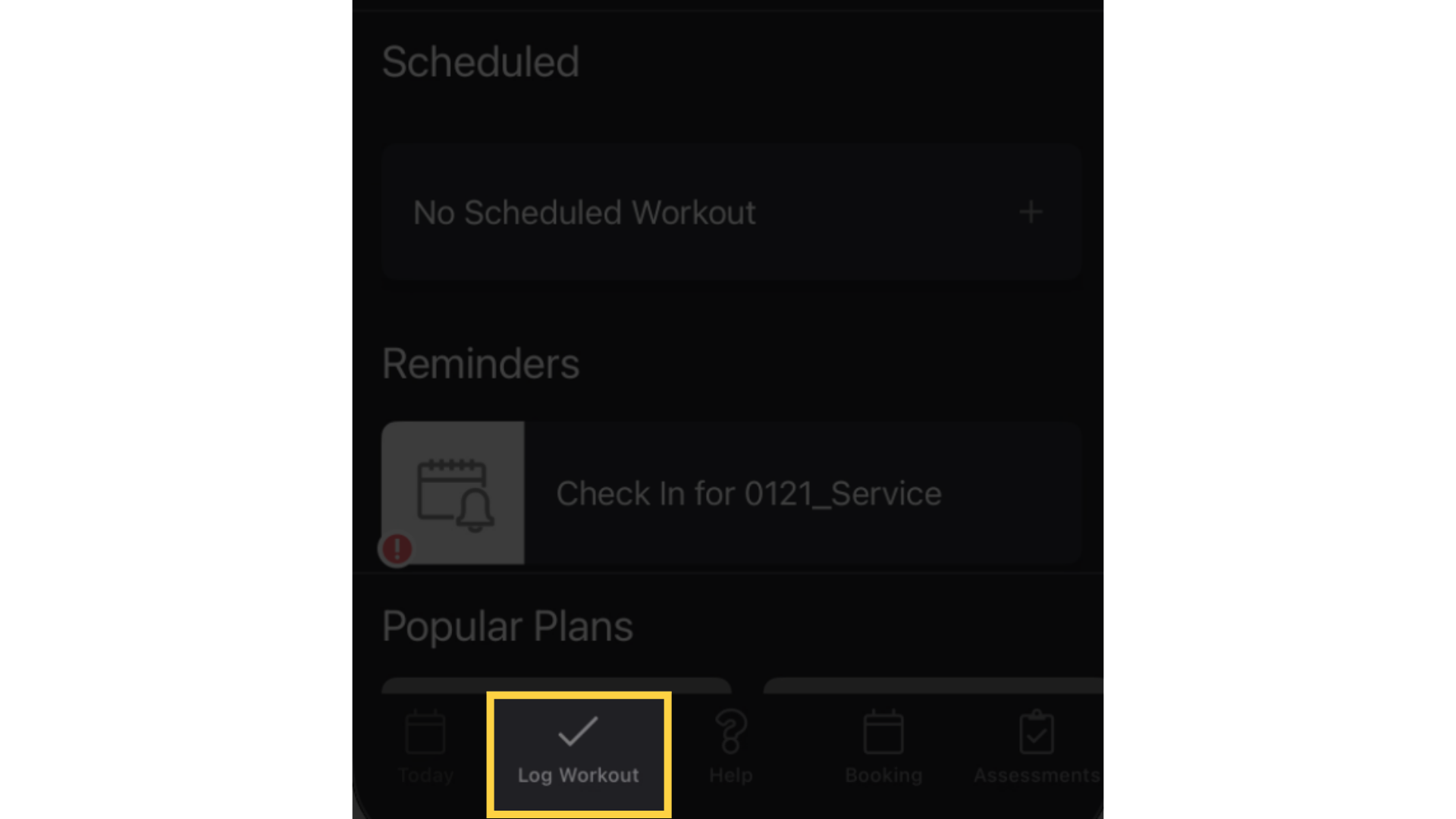 Click on 'Log Workout'