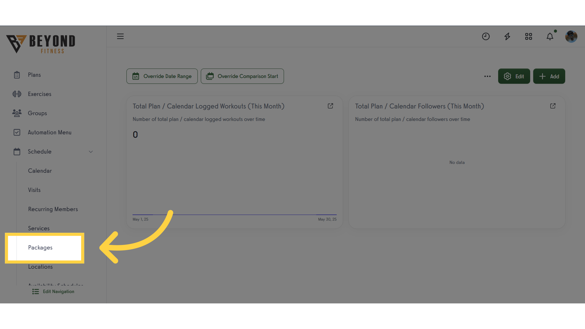 To enable Verkada access for a package, go to Packages in the left-hand menu.