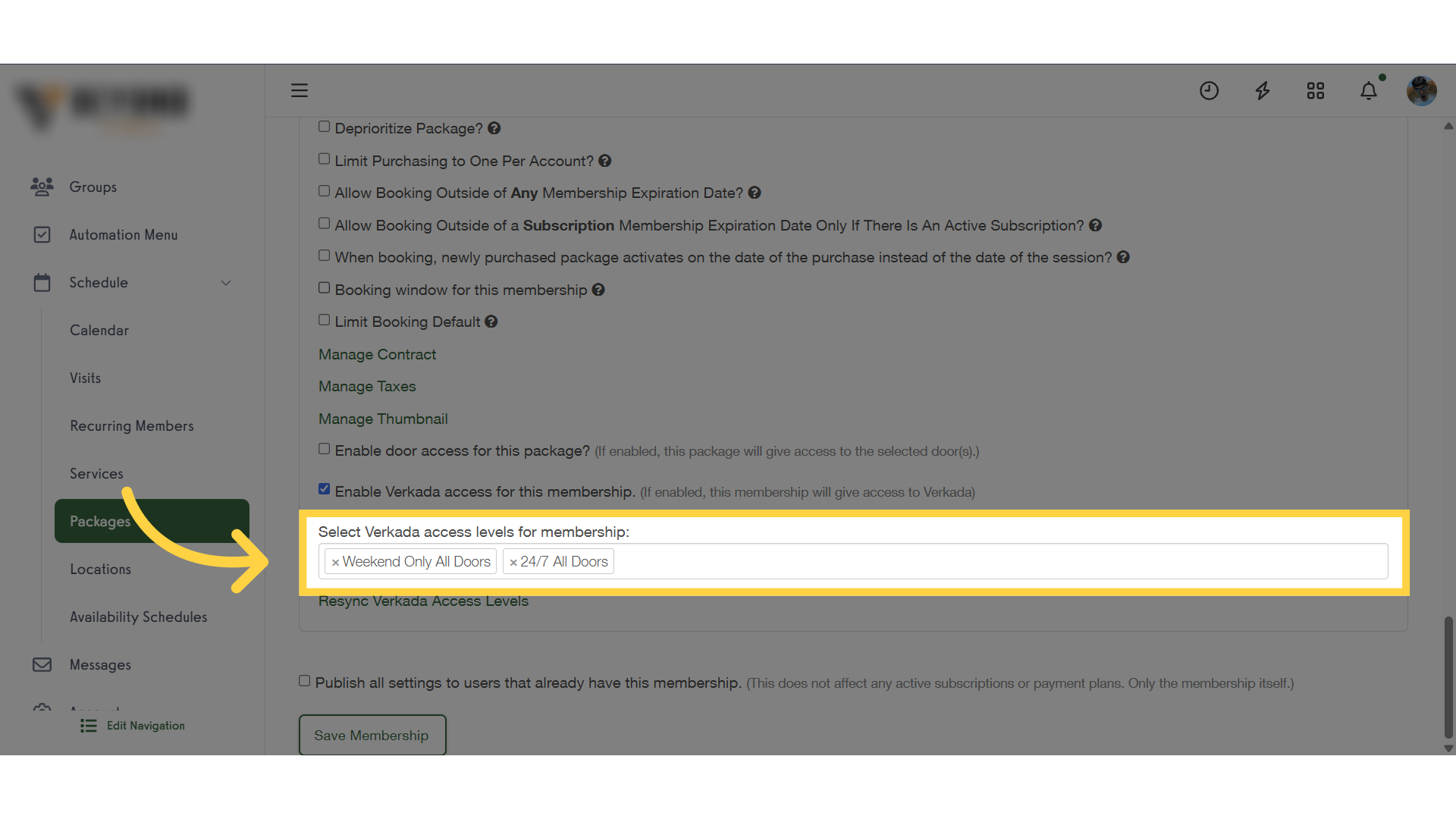 Select the Verkada group(s) you want this package to sync with.