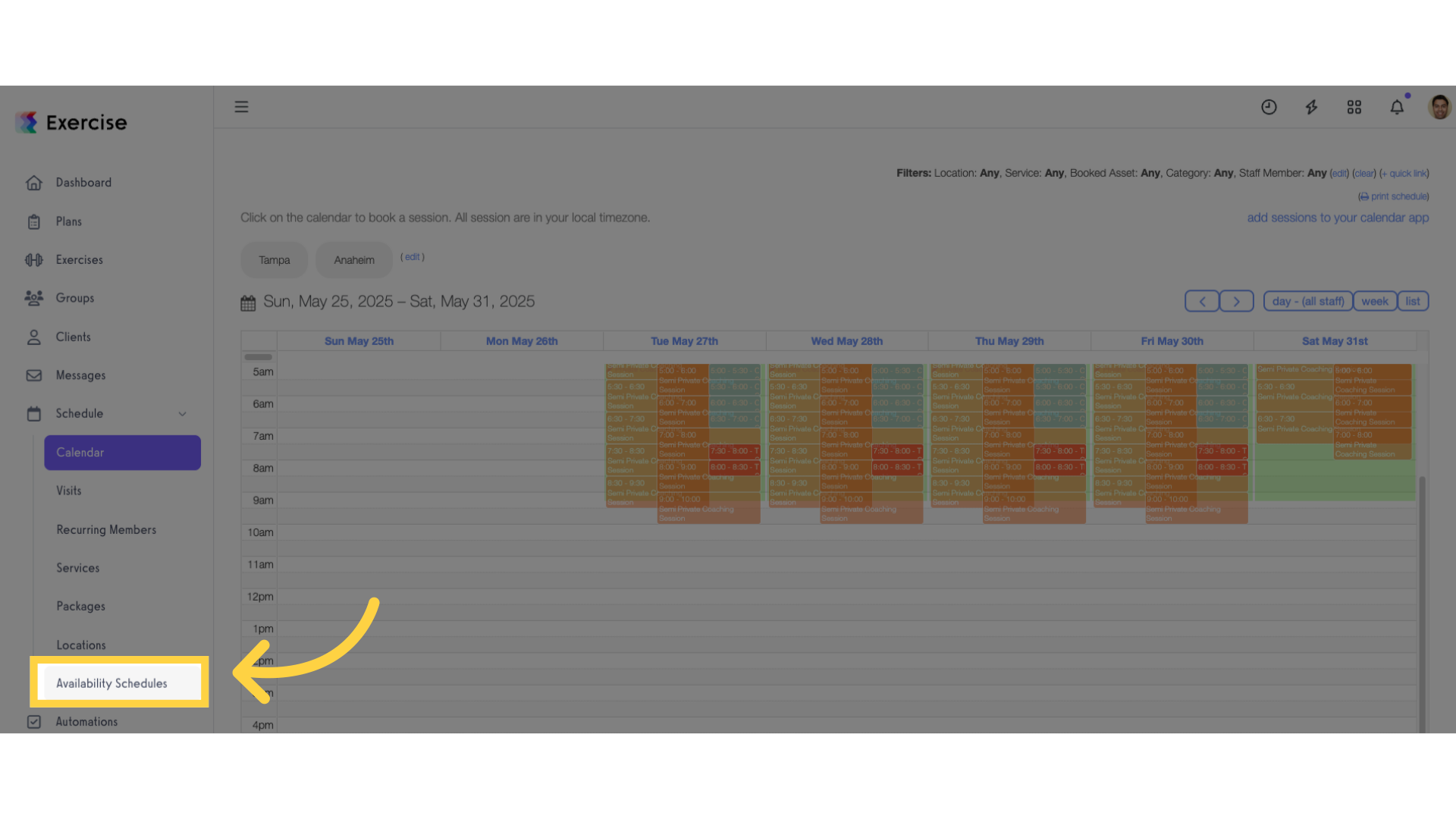 Click 'Availability Schedules'.