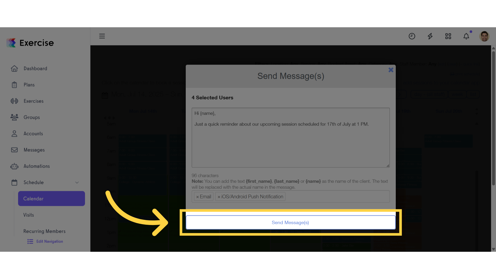 Click 'Send Message(s)'