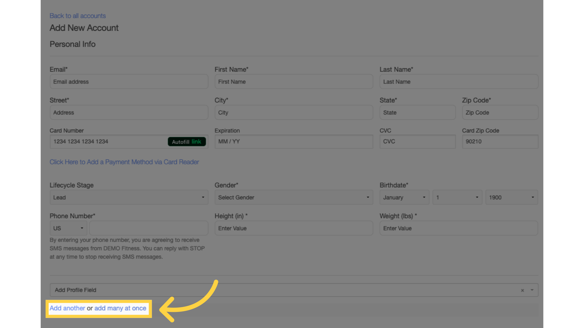 Click 'Add another' or 'add many at once'.