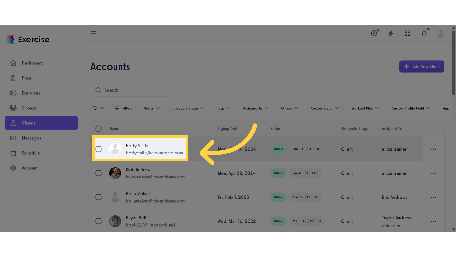 Select a Client
