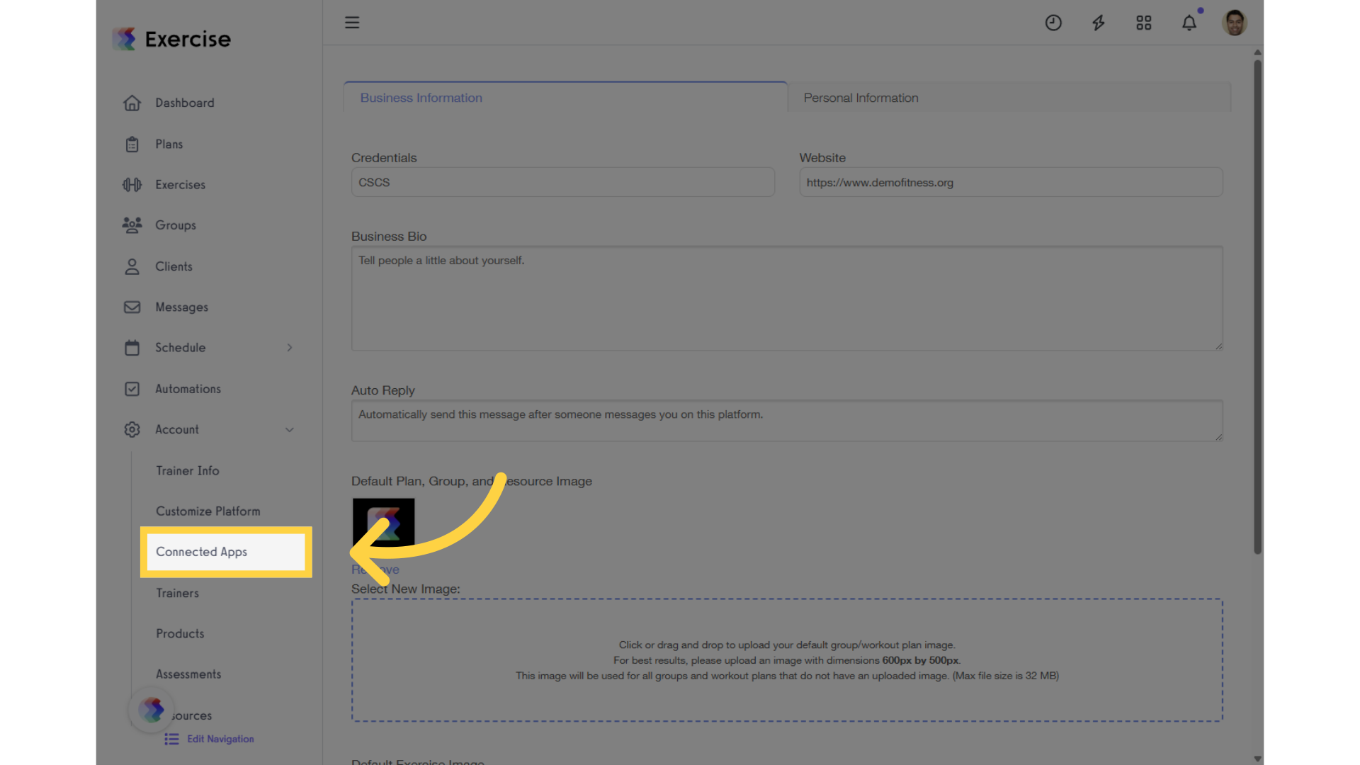Click on the “Connected Apps” tab on the left side menu of your Account tab.