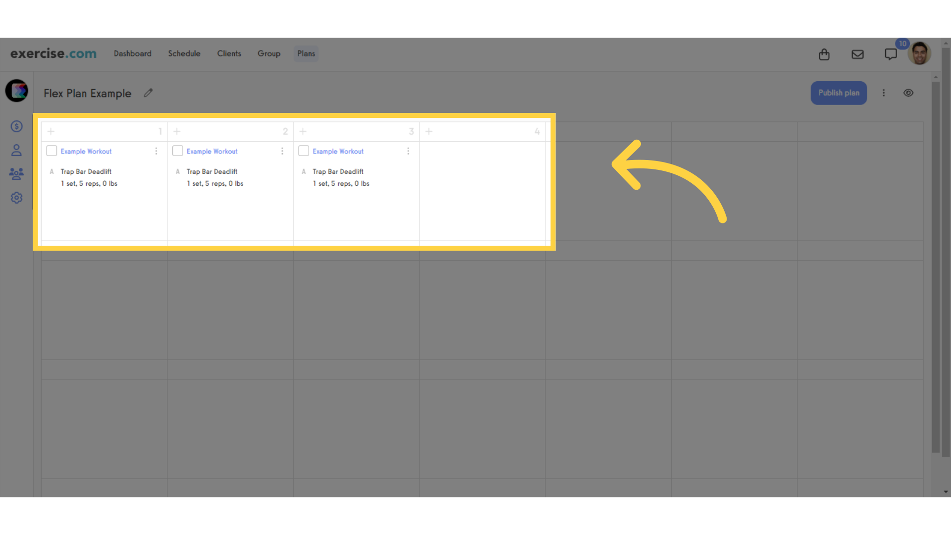 A Flex Plan allows you to add multiple workouts without setting a pre-determined schedule.