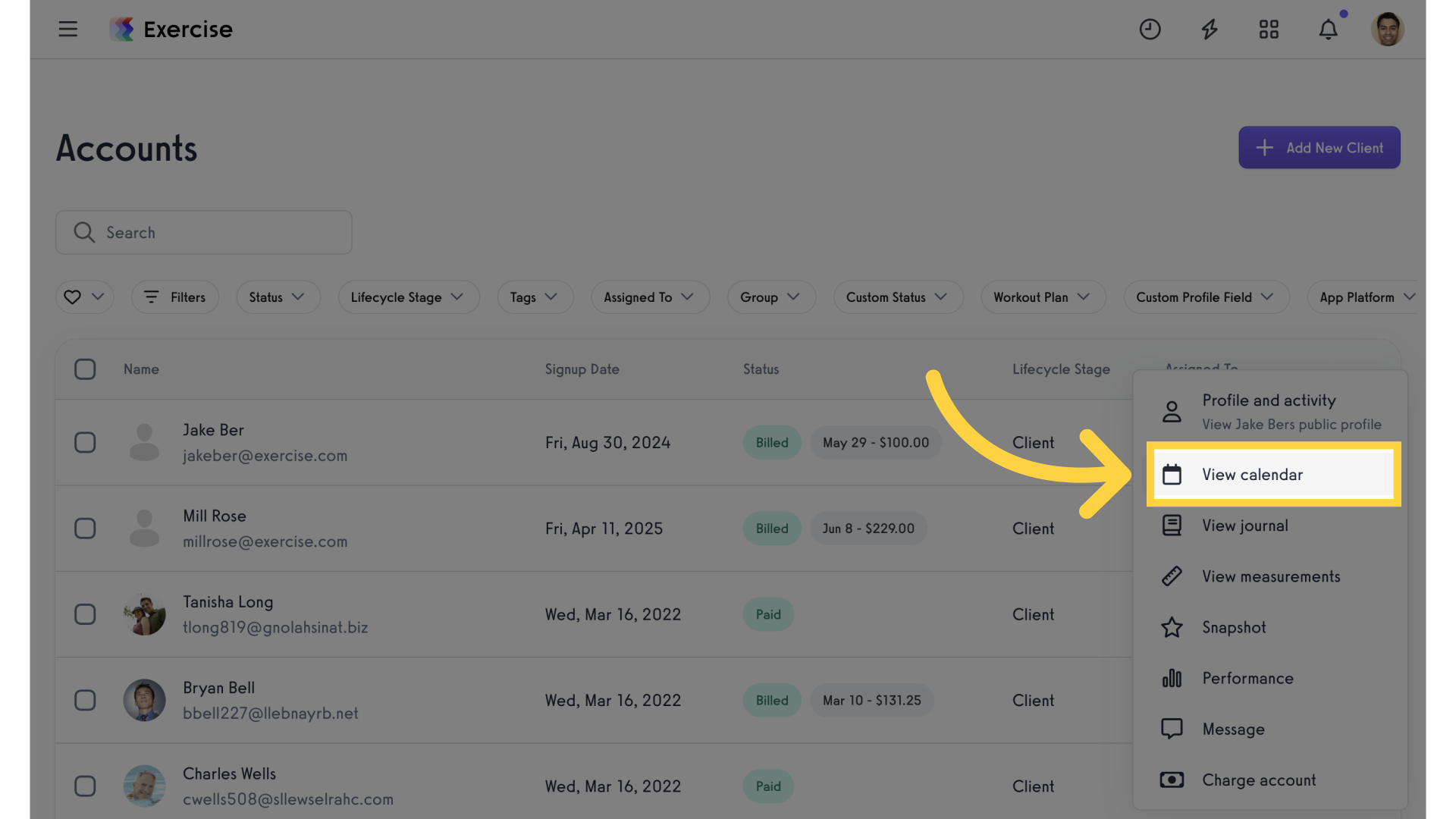 View calendar