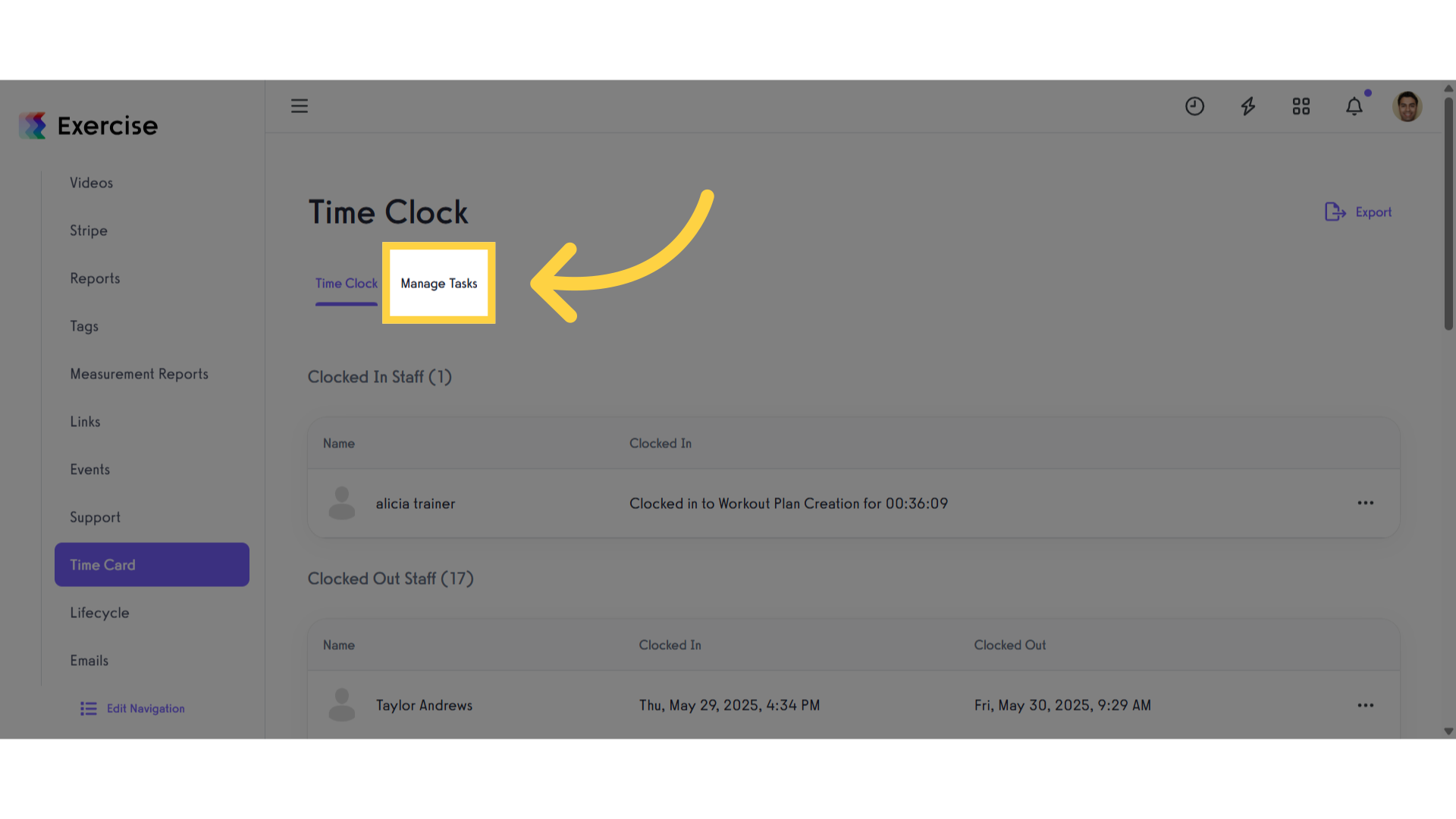 Click 'Manage Tasks'