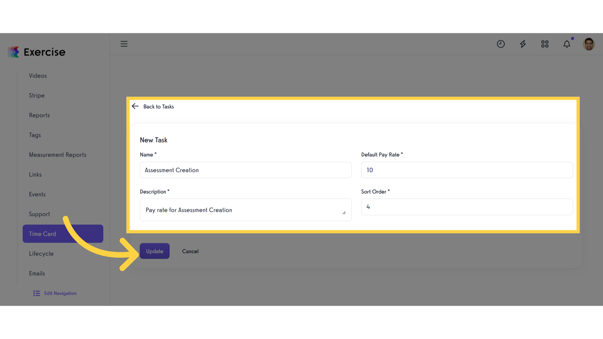 Enter the Task Details