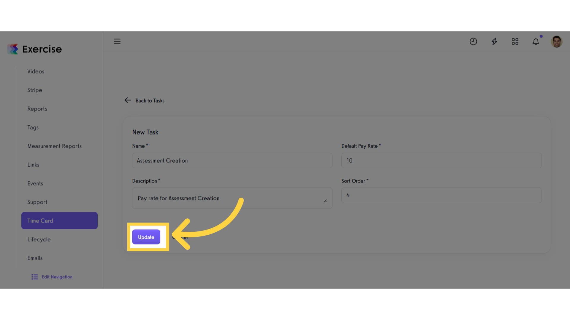 Click 'Update' button
