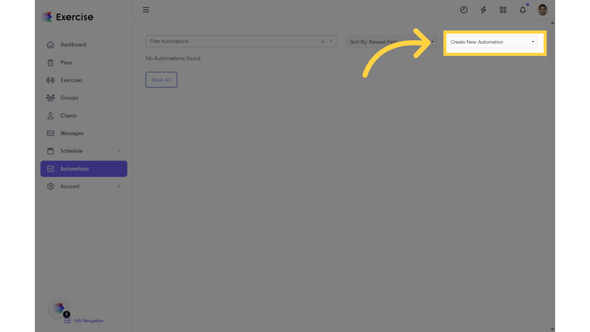 Click on the âCreate New Automationâ drop-down list.
