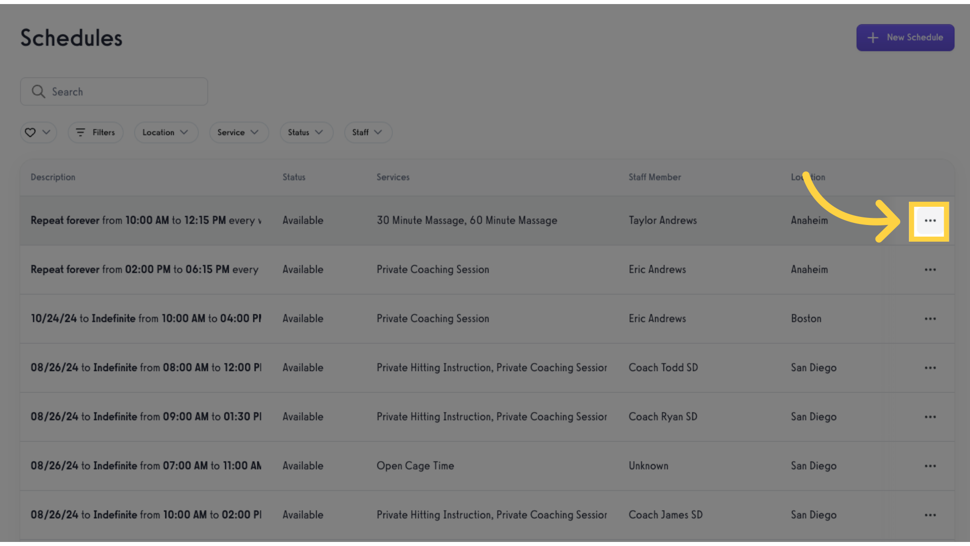 Open schedule menu.
