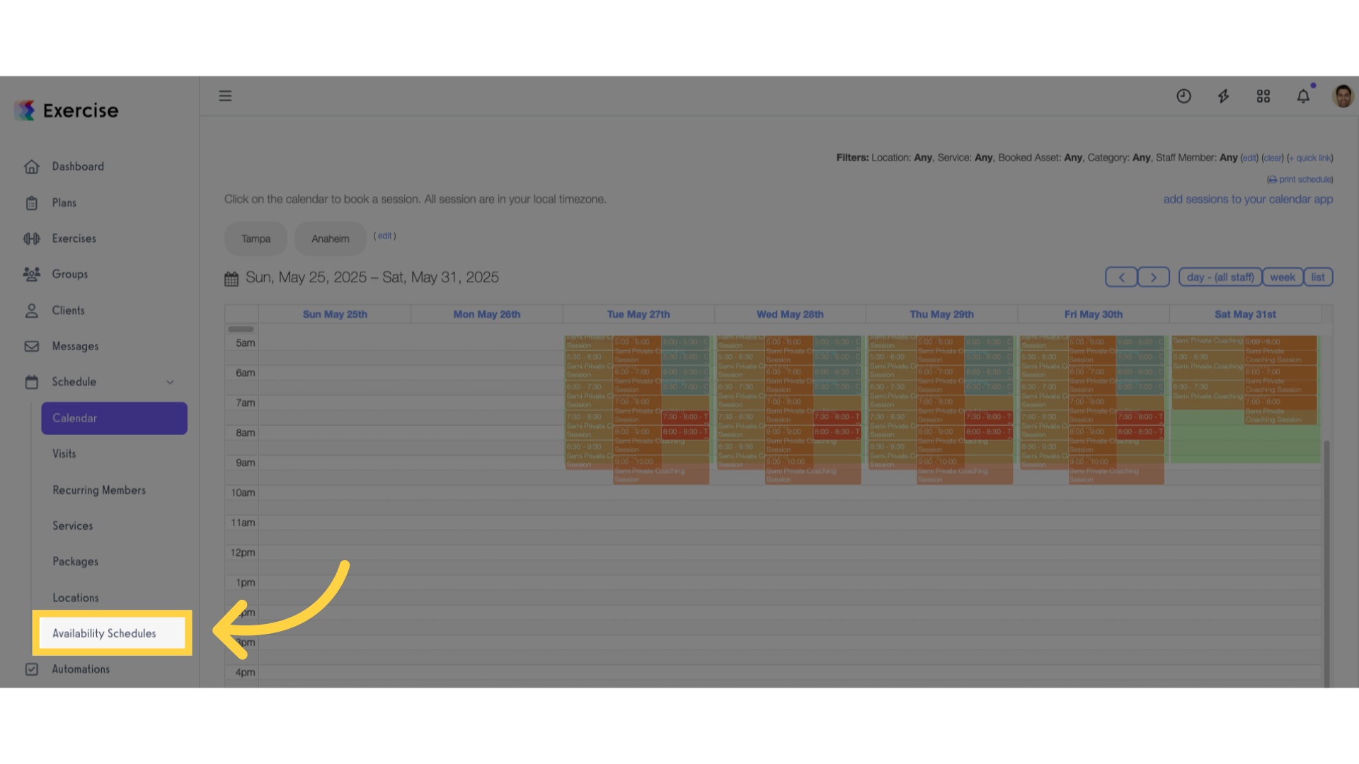Click 'Availability Schedules'.