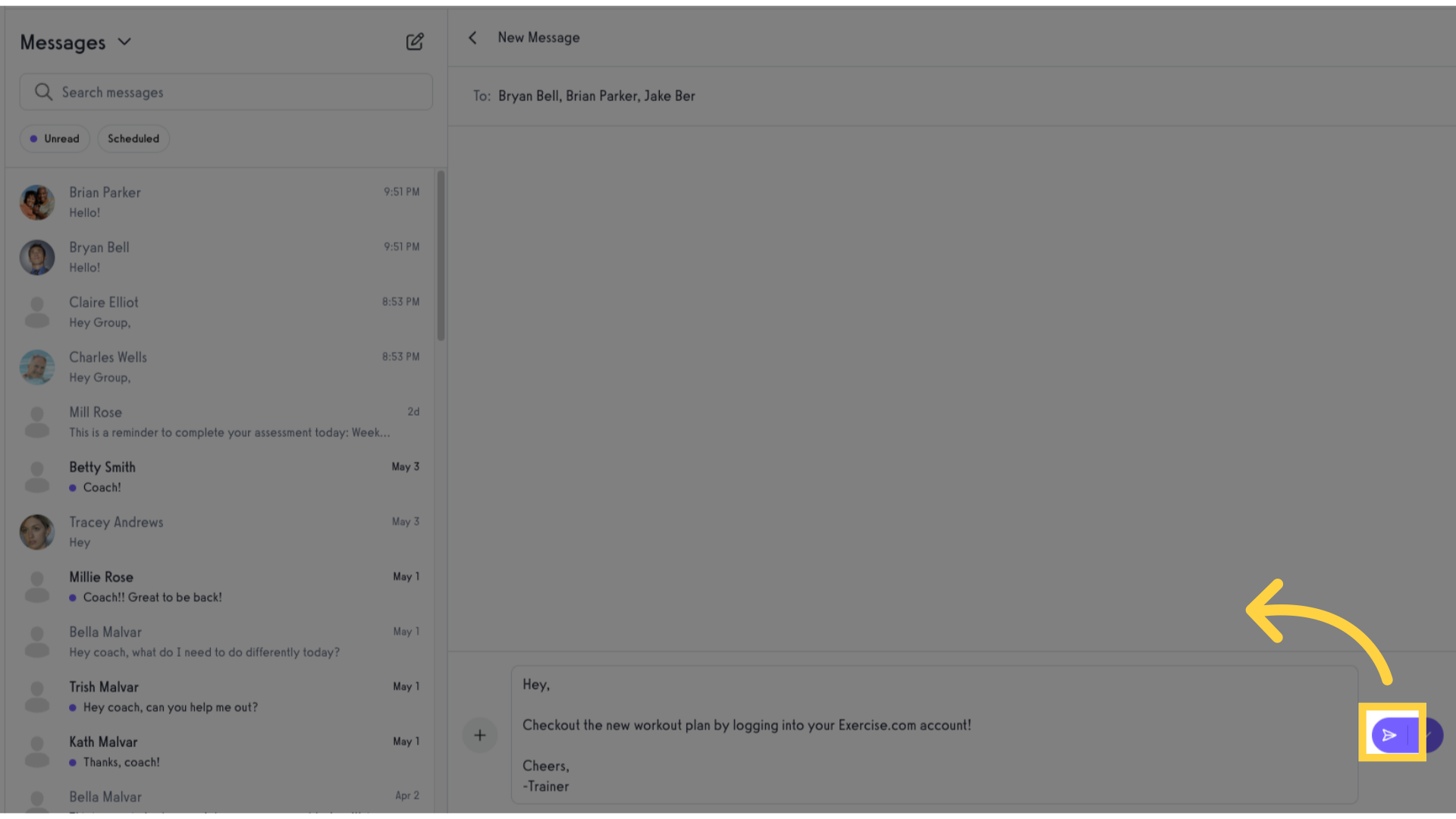 Click to send message.