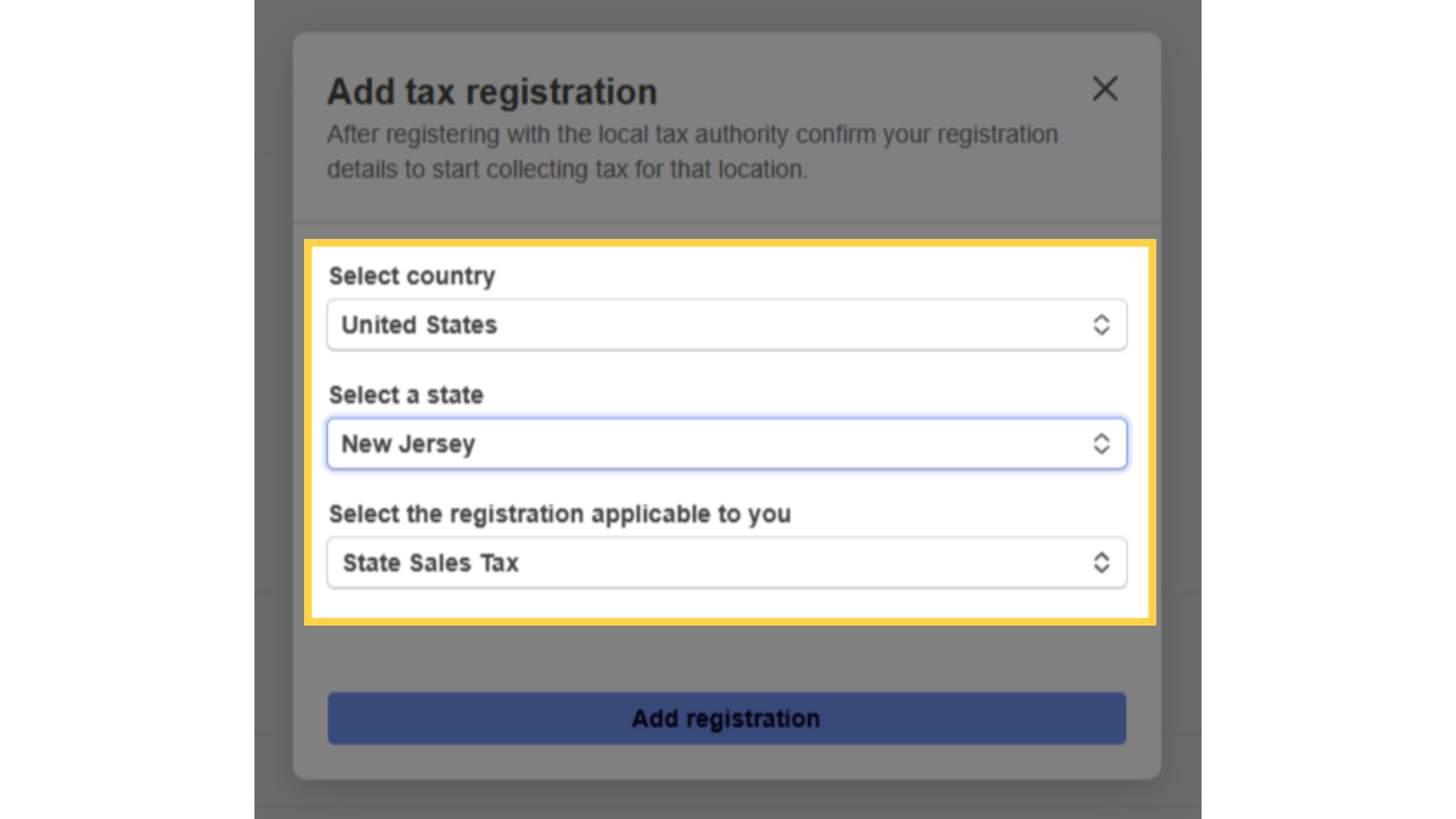 You can set up registrations for each state where you have customers.