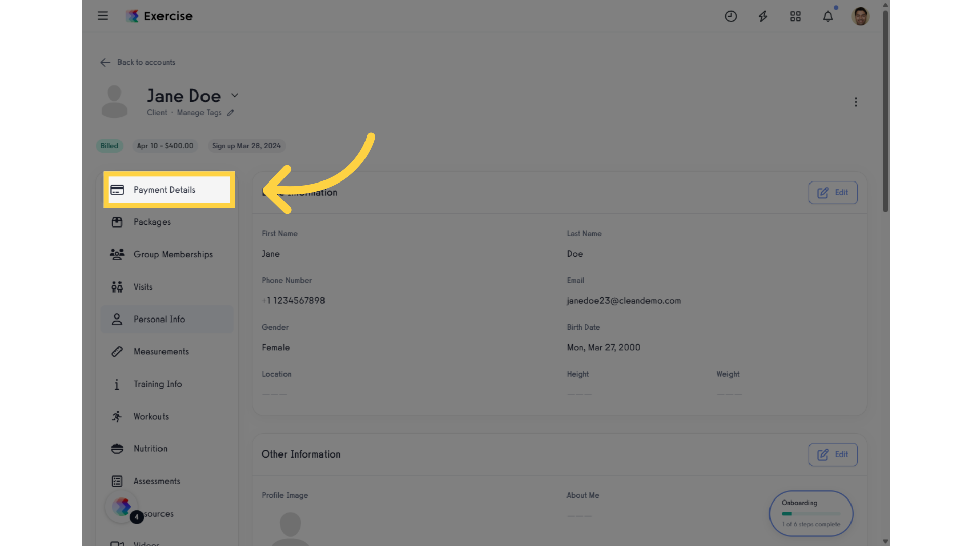 Click 'Payment Details'.