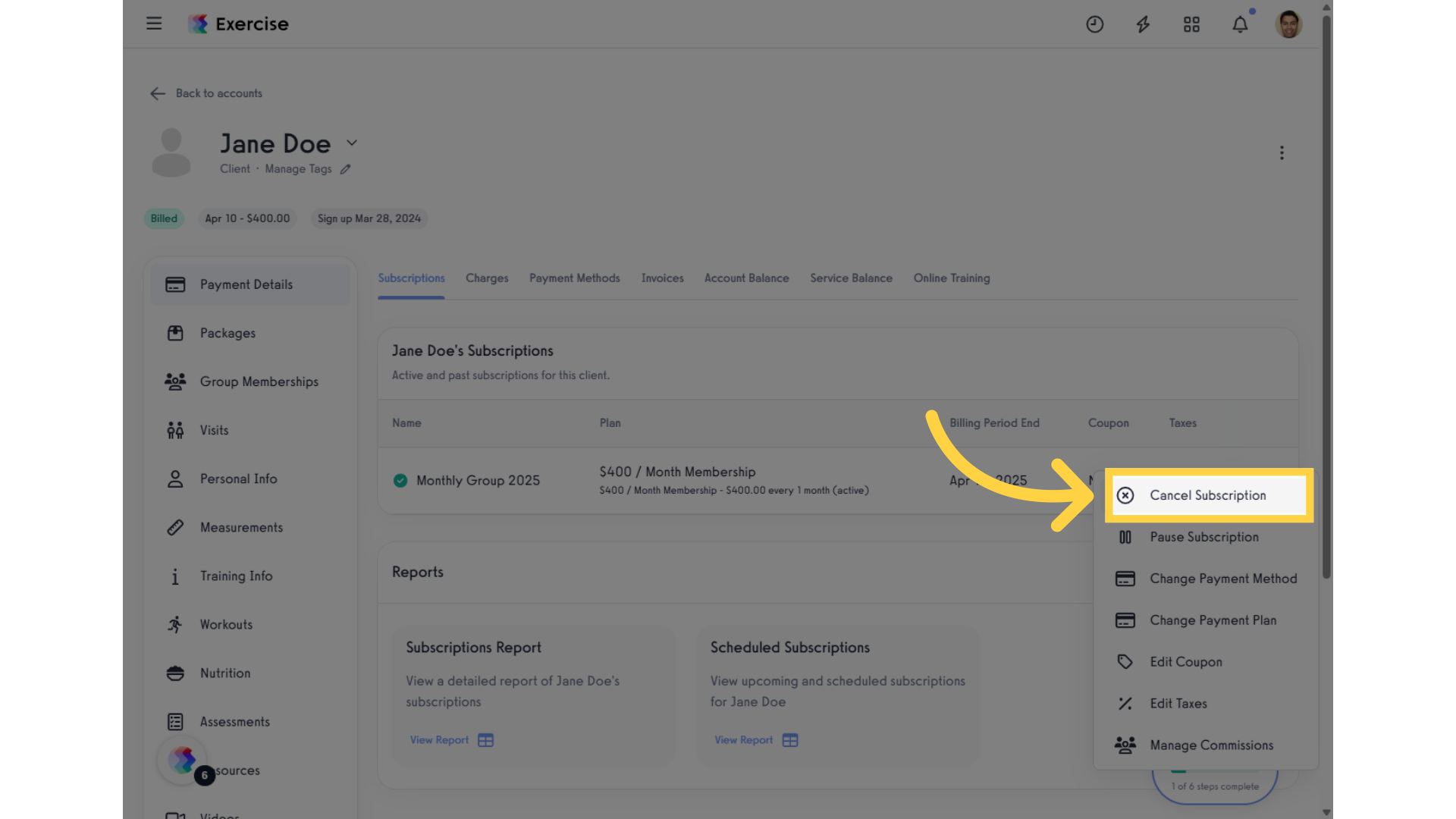 Click 'Cancel Subscription'.