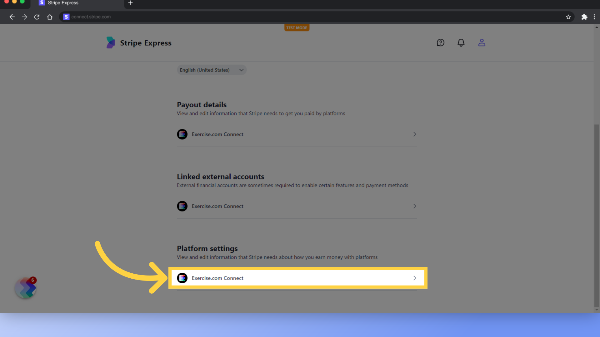 To update your Business Details or Management and Ownership information, click 'Exercise.com Connect' under 'Platform settings'.