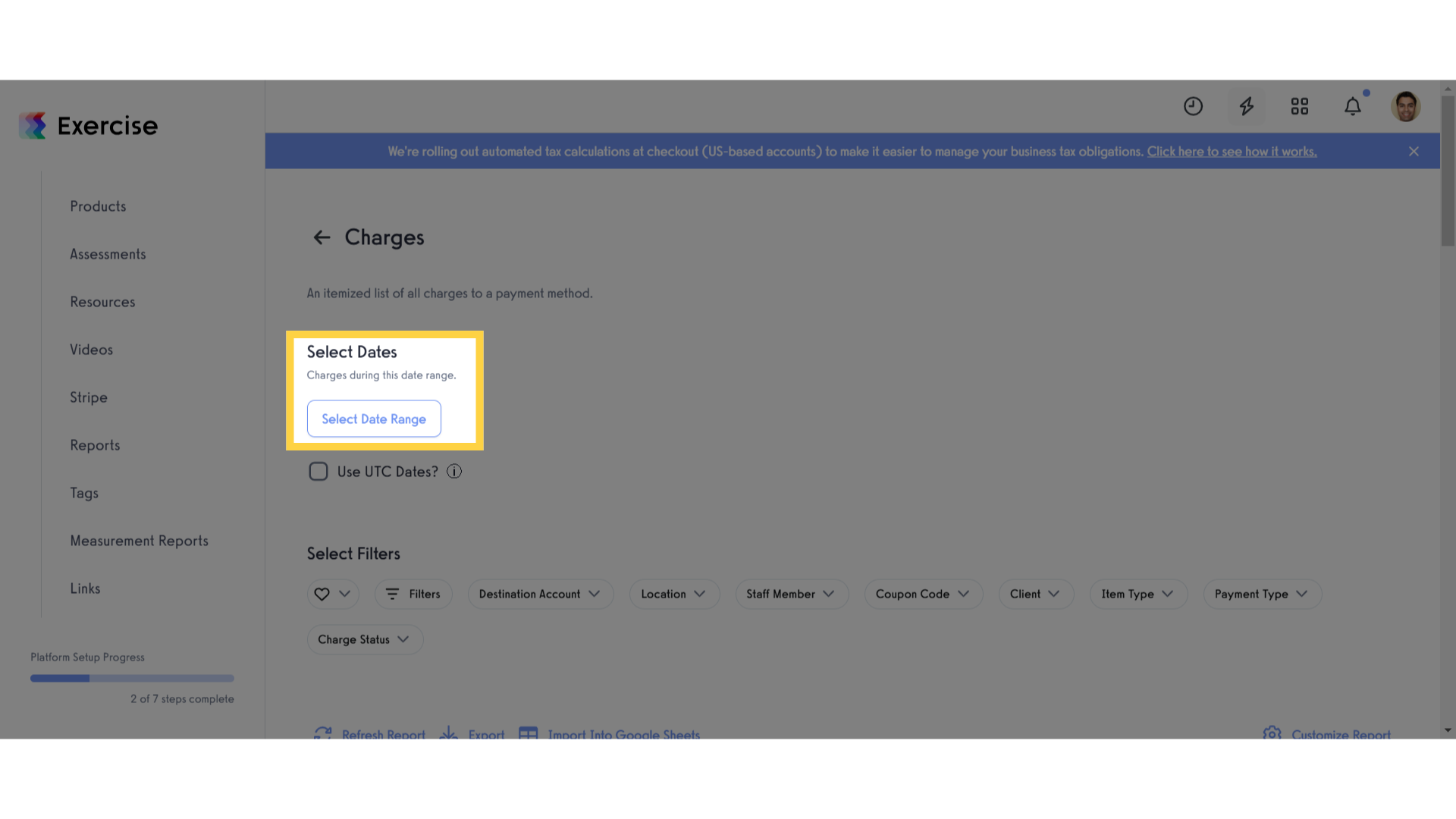 Select Date Range
