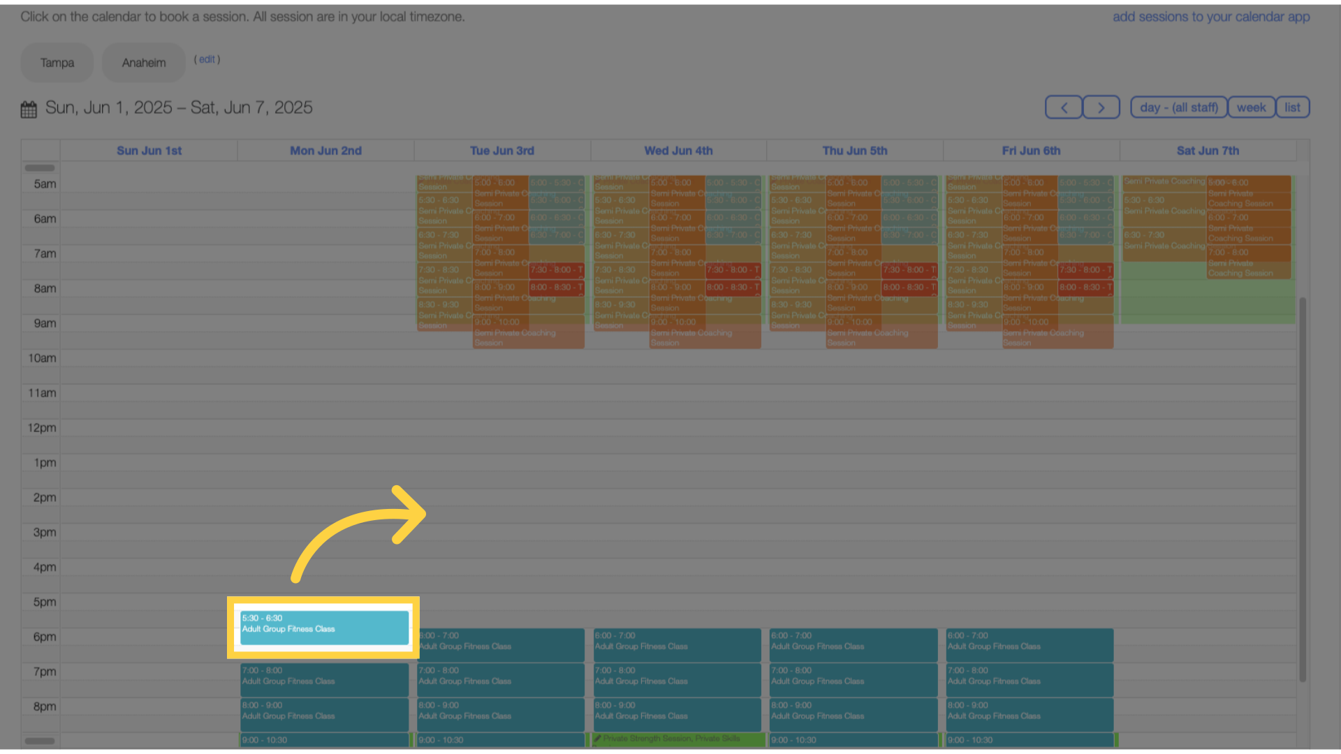 Option 2 Step 1: Click the appointment you want to re-schedule.