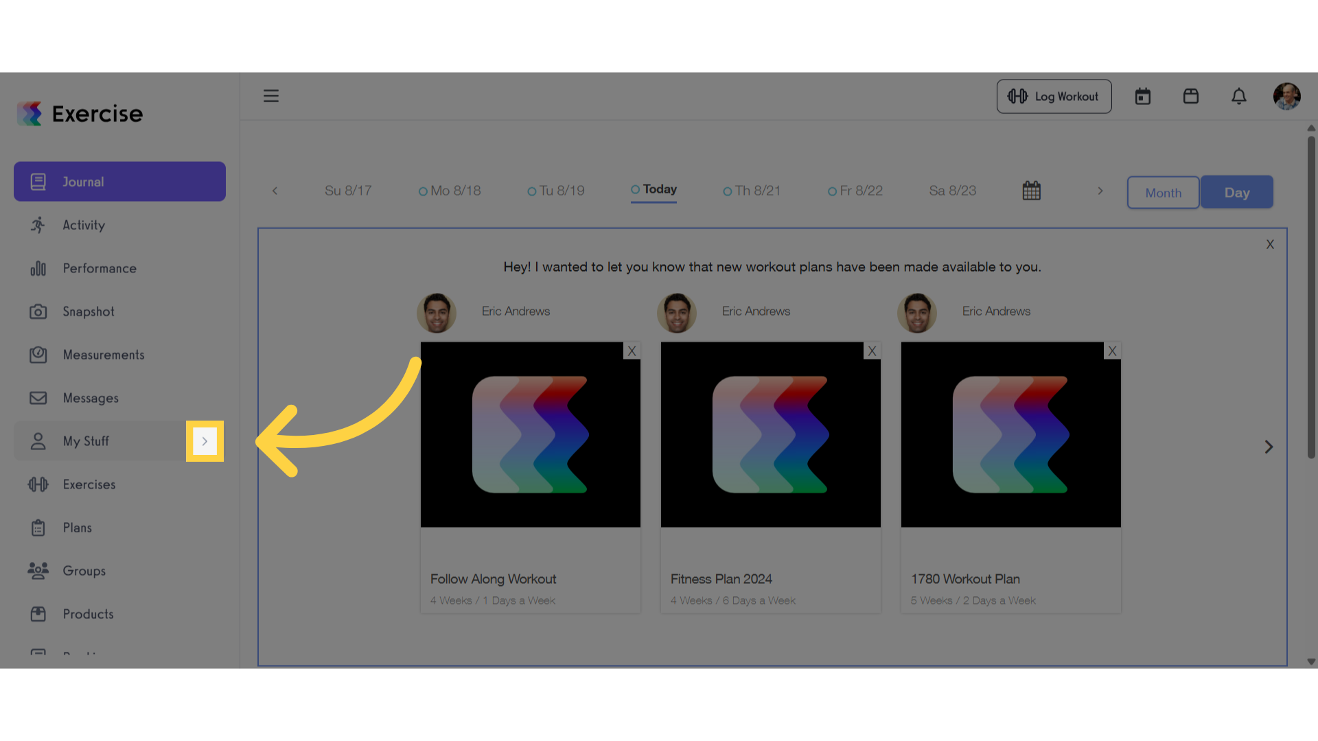 Click the arrow menu